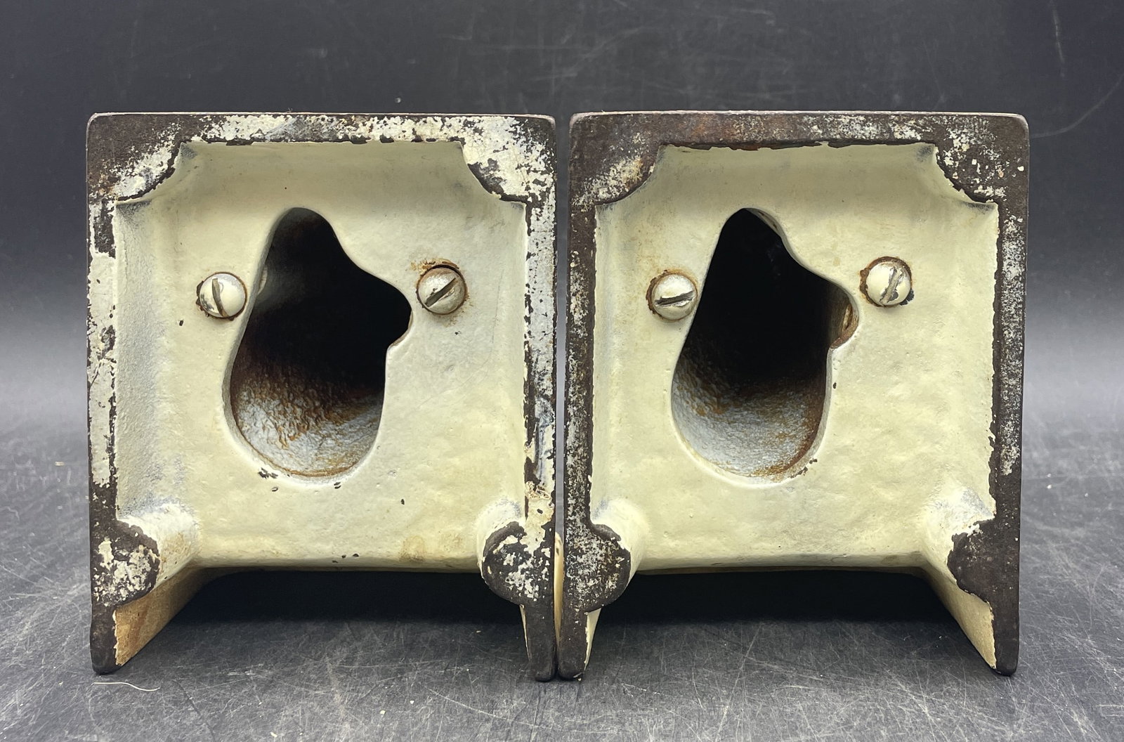 ANTIQUE LITTCO CAST IRON PAIR OF PUPPY BOOKENDS LITTLESTOWN FOUNDRY PA - 7