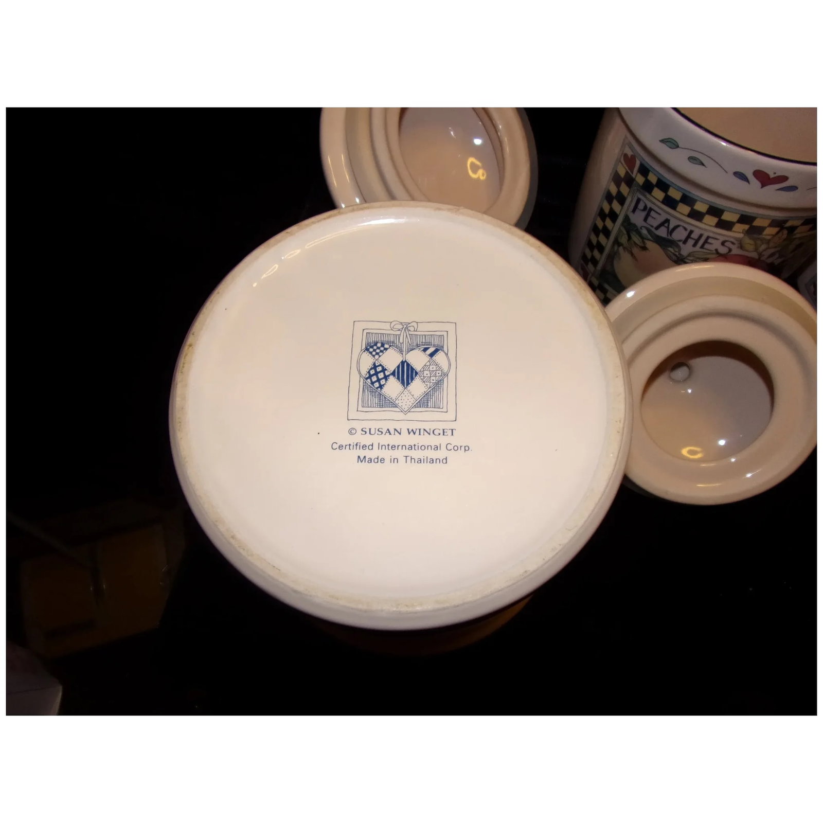 Susan Winget 1980's Fruits & Hearts Set of 4 Canisters & Lids - 7