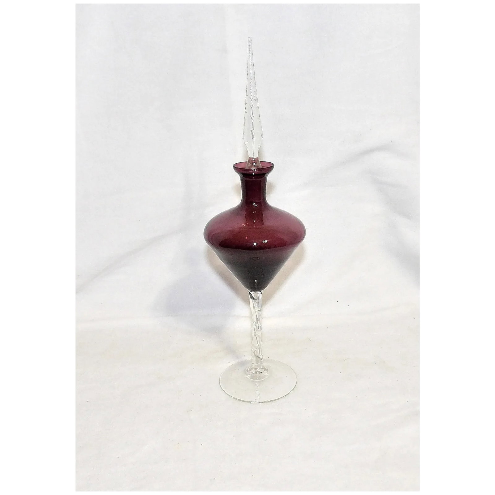 Vintage Hand Blown Plum/Purple Decorative Glass Decanter - 3