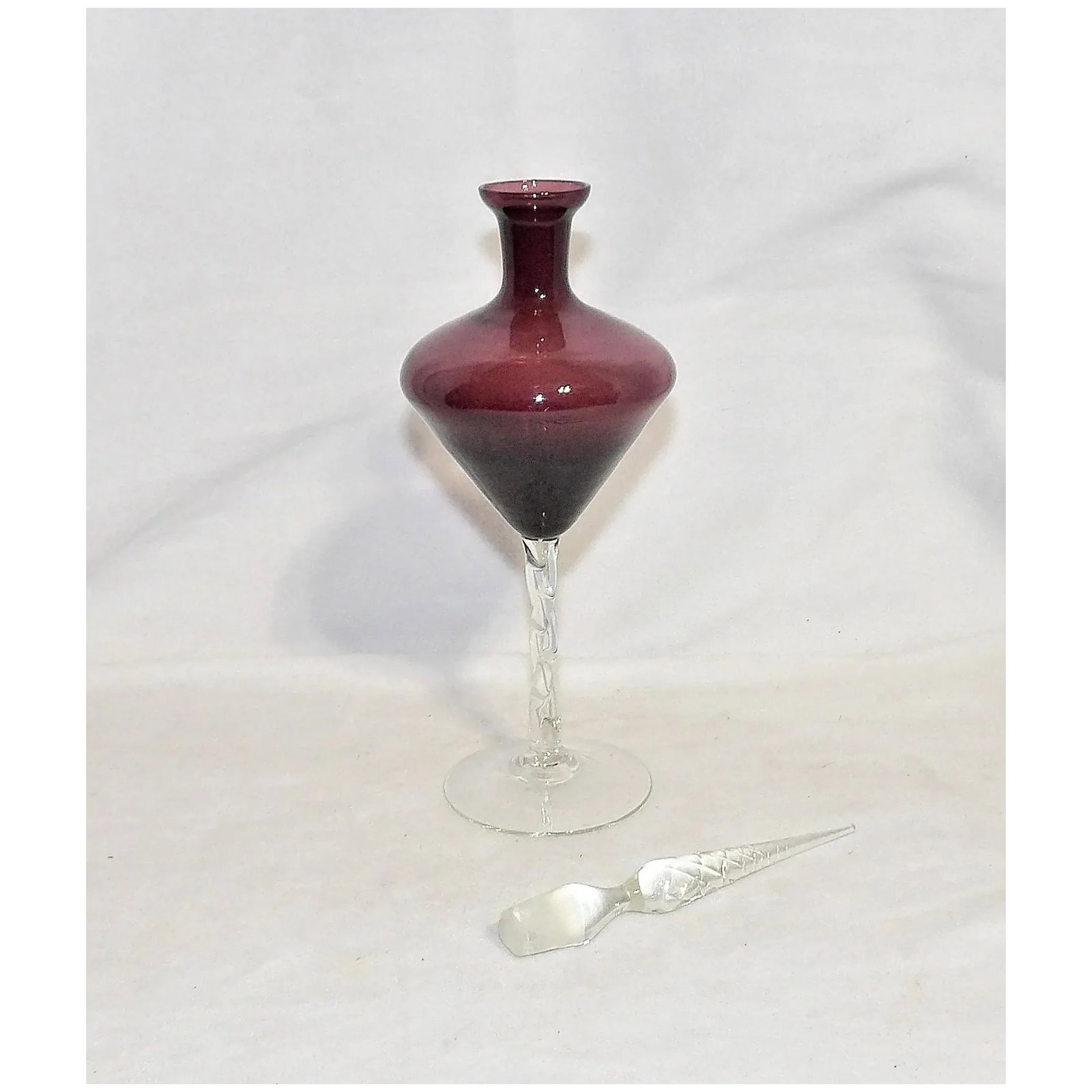 Vintage Hand Blown Plum/Purple Decorative Glass Decanter - 4
