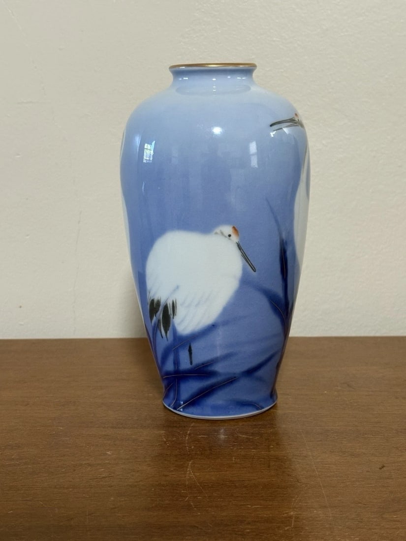 Fukagawa Japanese Imari Vase W/ Cranes - 2