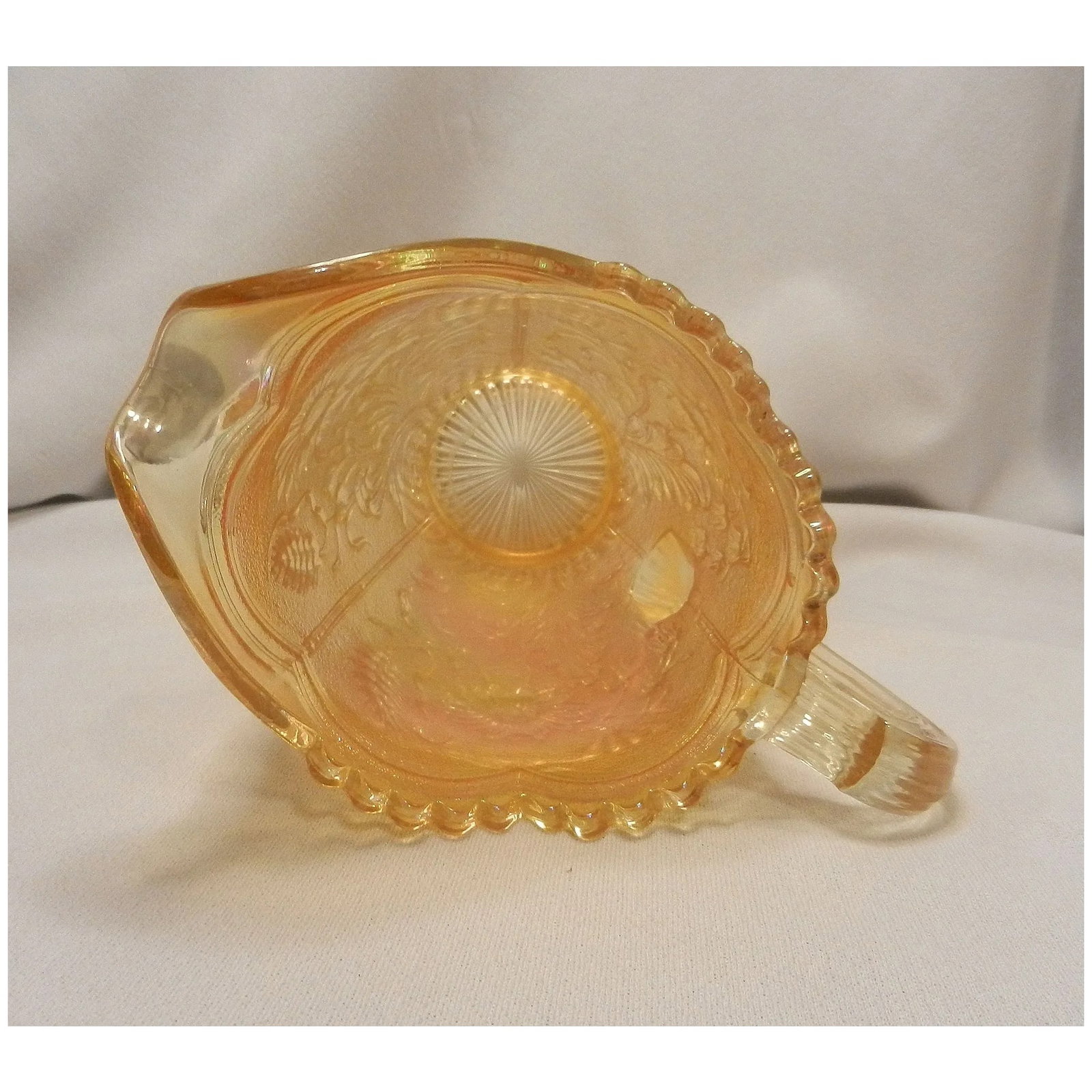 Antique Imperial Marigold Carnival Glass "Field Flower" Pitcher ca 1912-1928 - 7