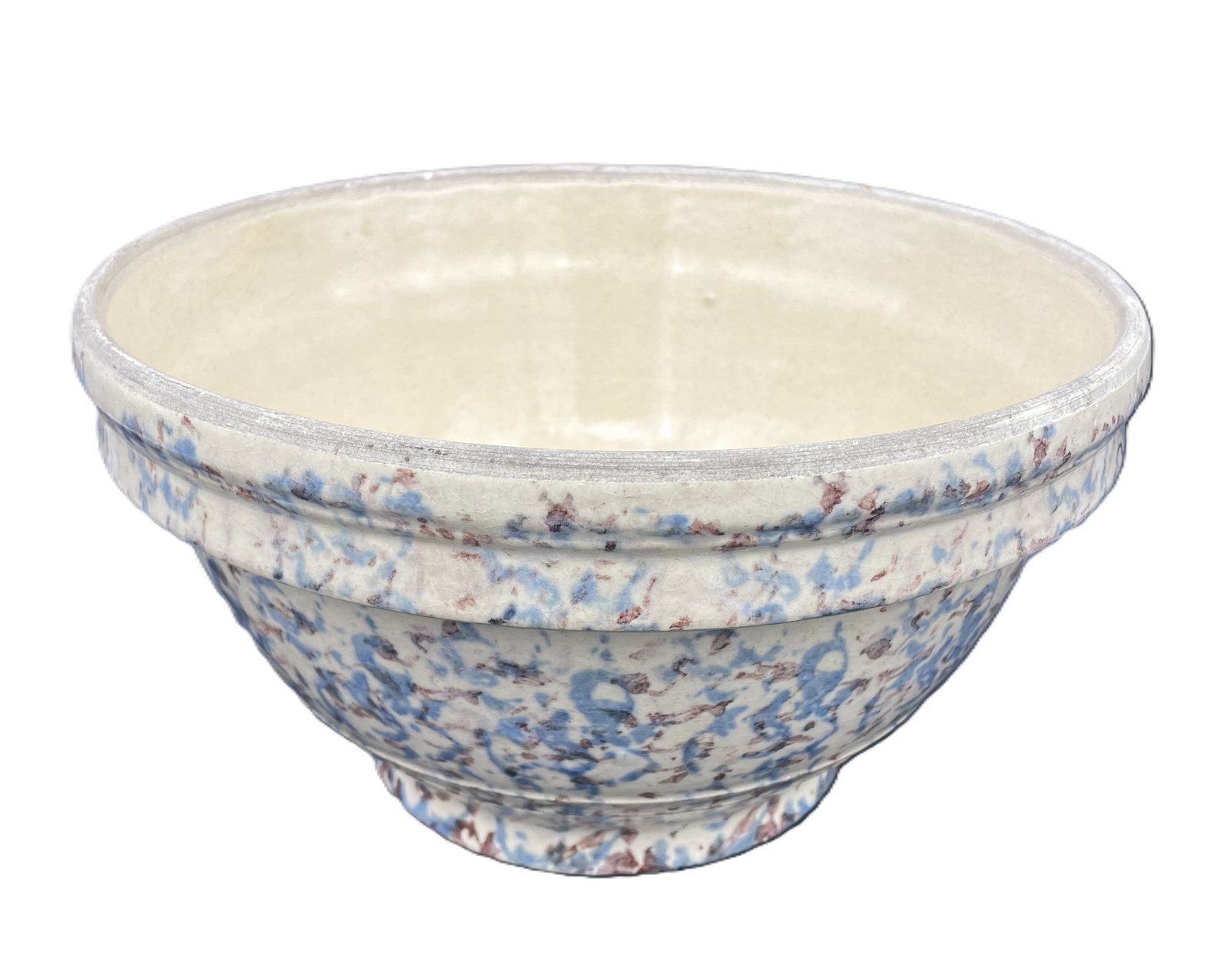 Beautiful Large Primitive Pottery Spongeware Mixing Bowl - 2