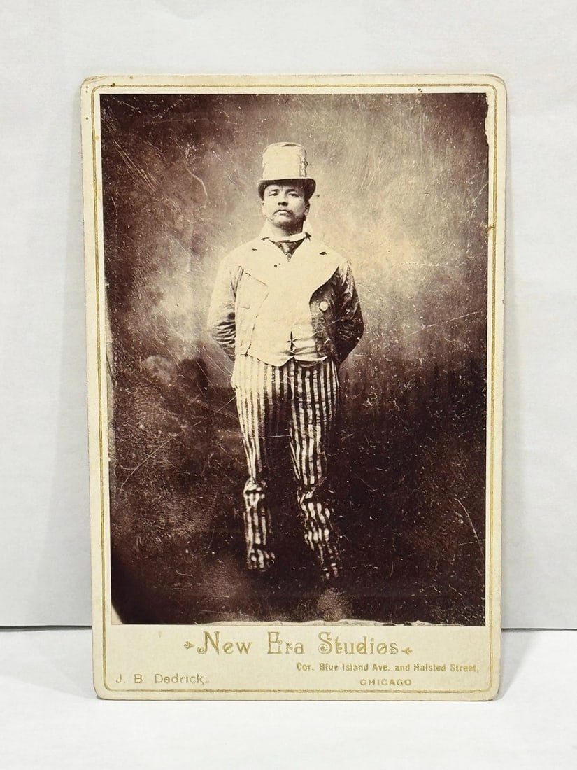 Patriotic Uncle Sam Cabinet Card of J B Dedrick Photographer Subject Dated 1886 - 2