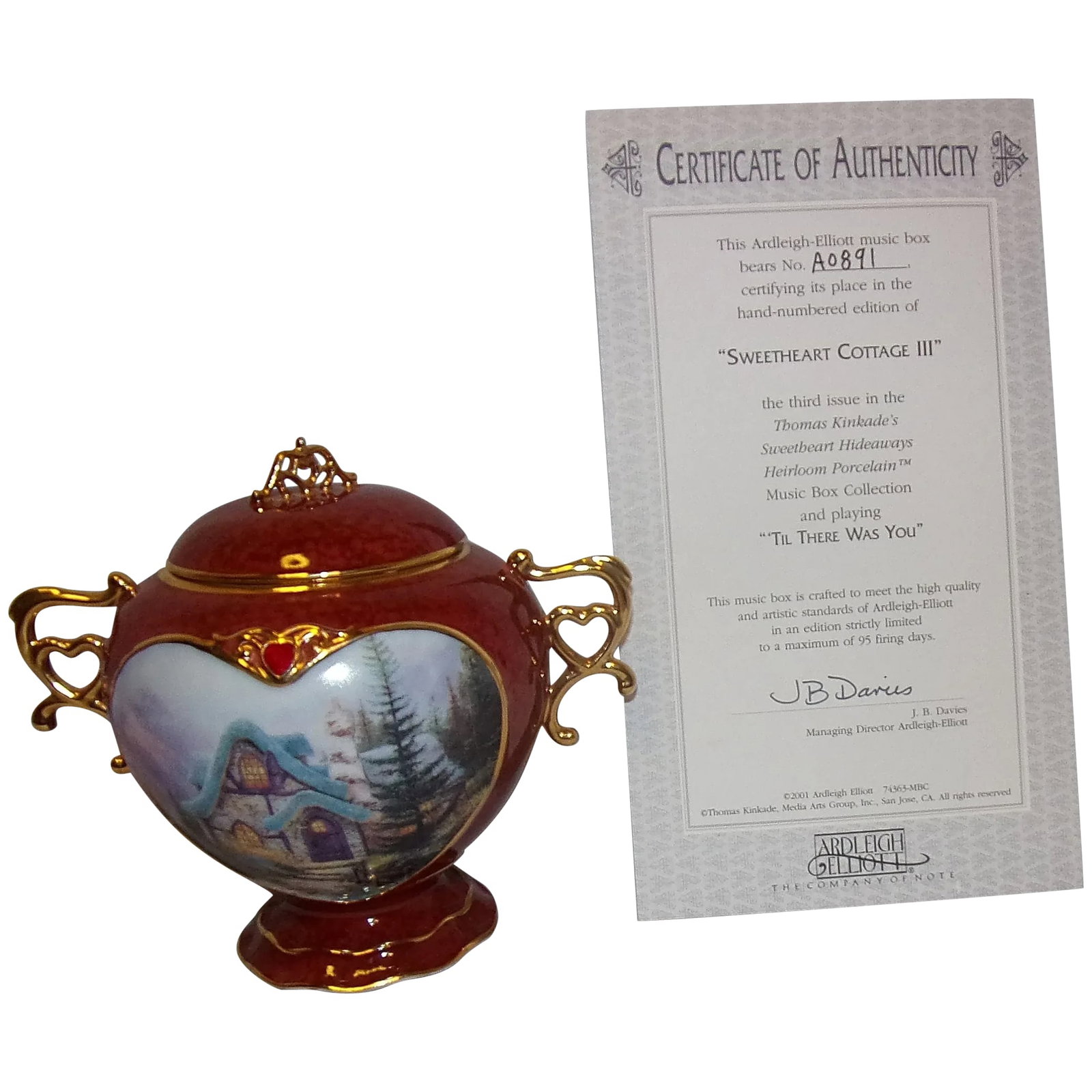 This Vintage Sweetheart Cottage III Thomas Kinkade Third Issue Music Box #A0891 (1 of 8)