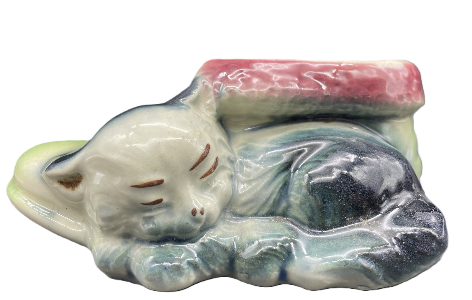 Vintage Planter Cat Kitten Sleeping by Shoe - 2