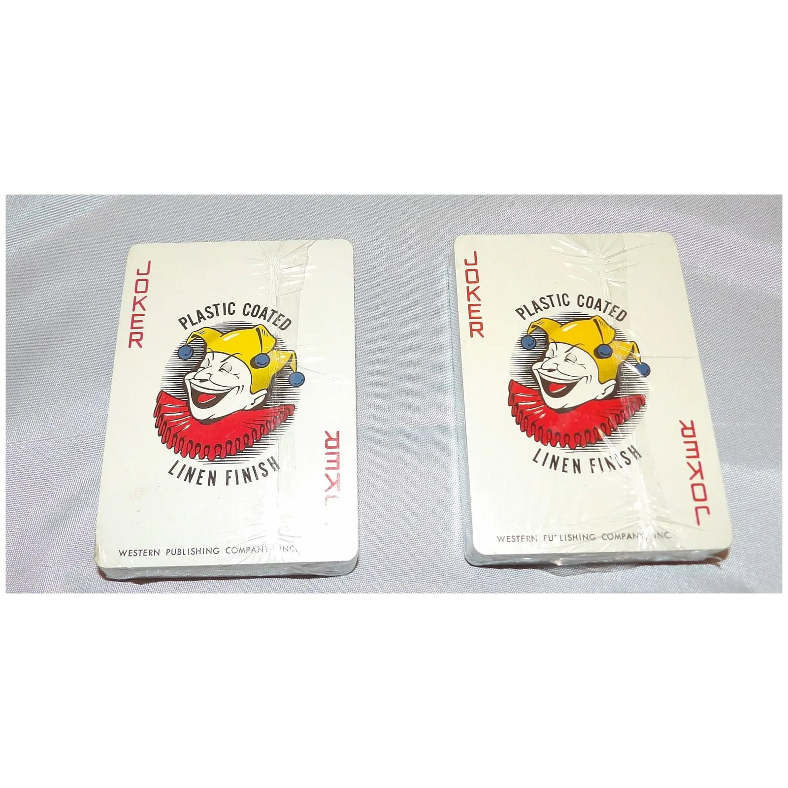 Pair of Western Publishing Co. Playing Cards Linen Finish Plastic Coated NOS - 3