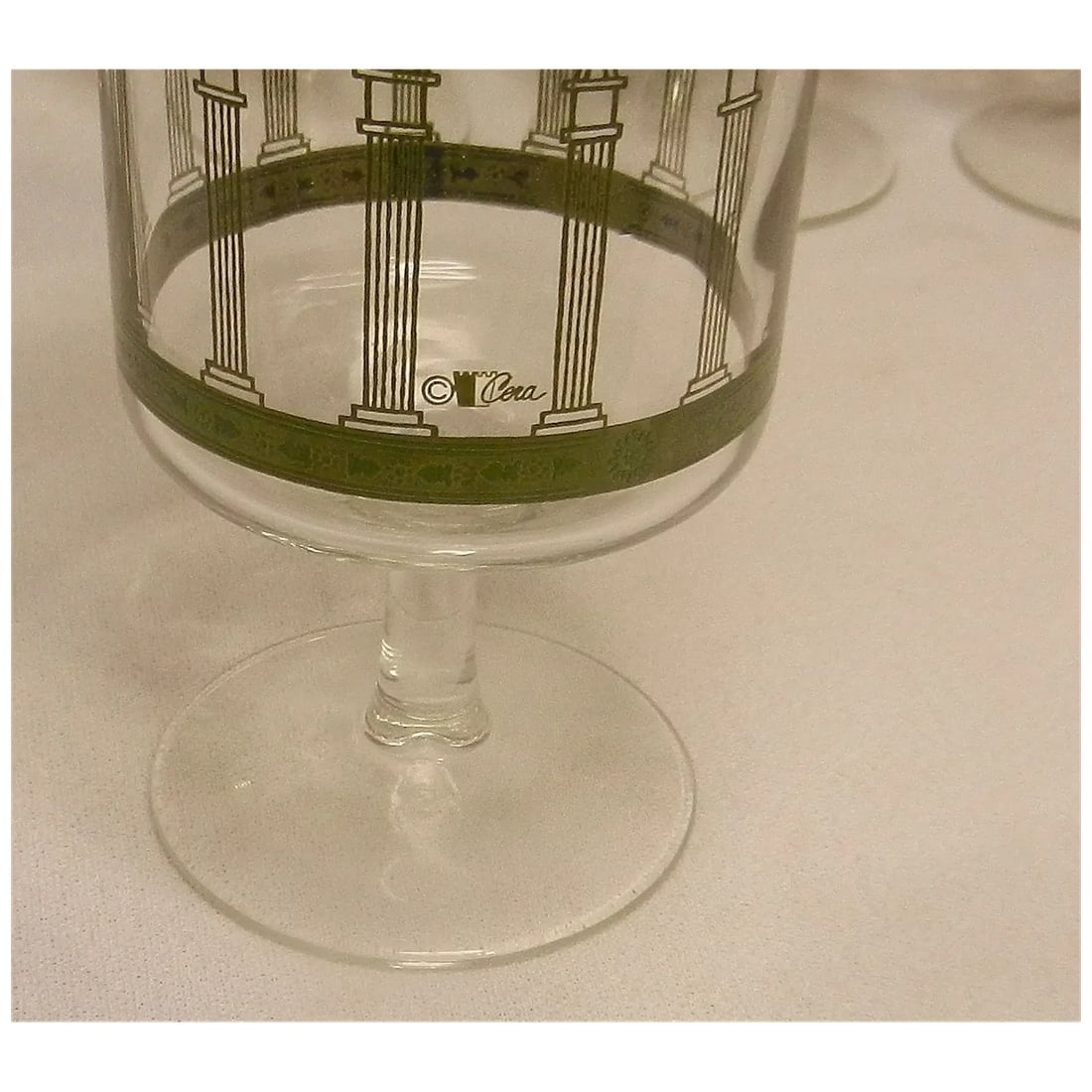 Vintage Set (6) Cora MCM Gold Green Grapes Cocktail Stemmed Glasses - 3