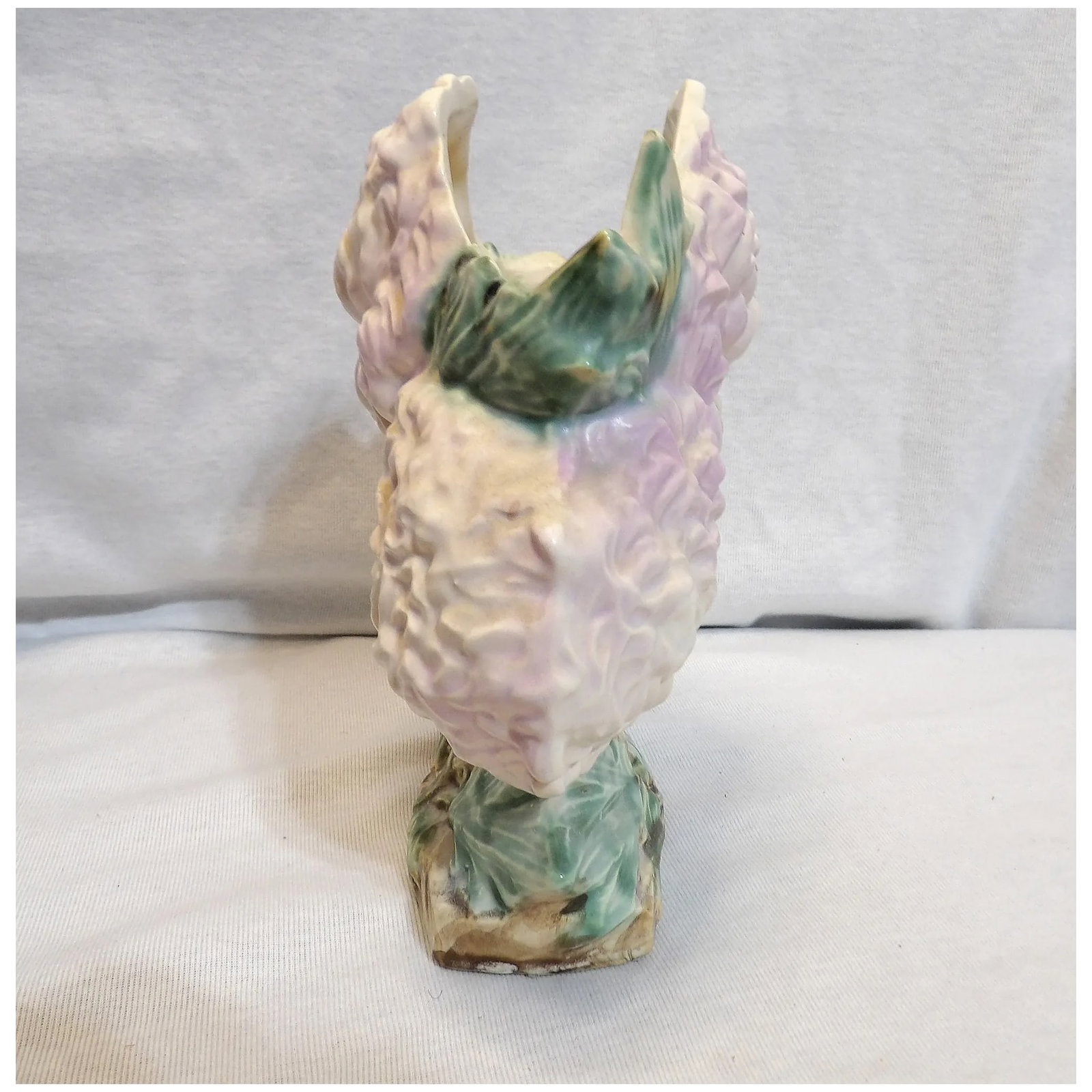 Vintage 1950 McCoy Pottery Chrysanthemum Pink Figural Flower Vase Planter - 4