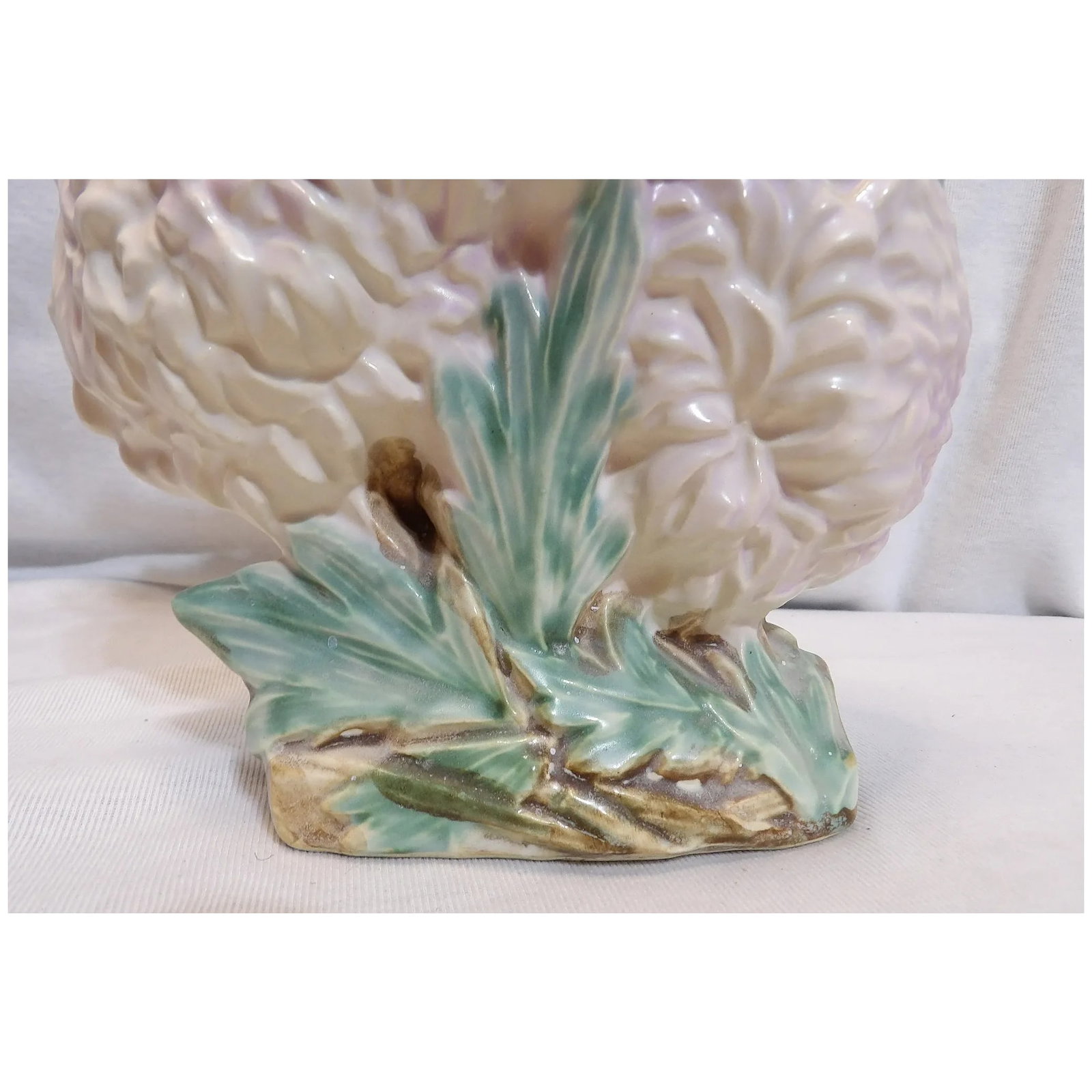 Vintage 1950 McCoy Pottery Chrysanthemum Pink Figural Flower Vase Planter - 7