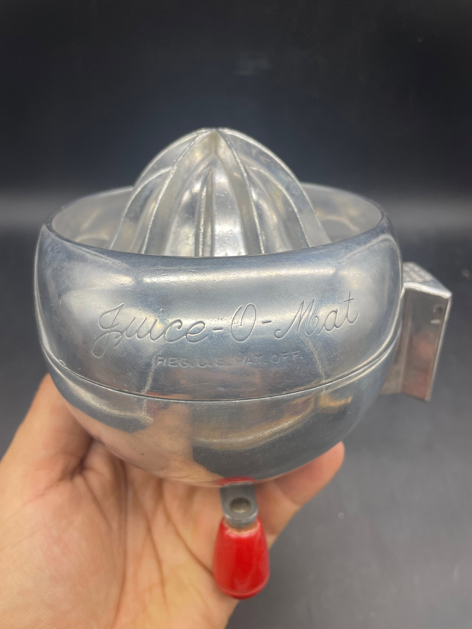 1941 RIVAL JUICE-O-MAT JUICER CAST IRON W/RED HANDLE RARE CATALOG #WJ248 - 8