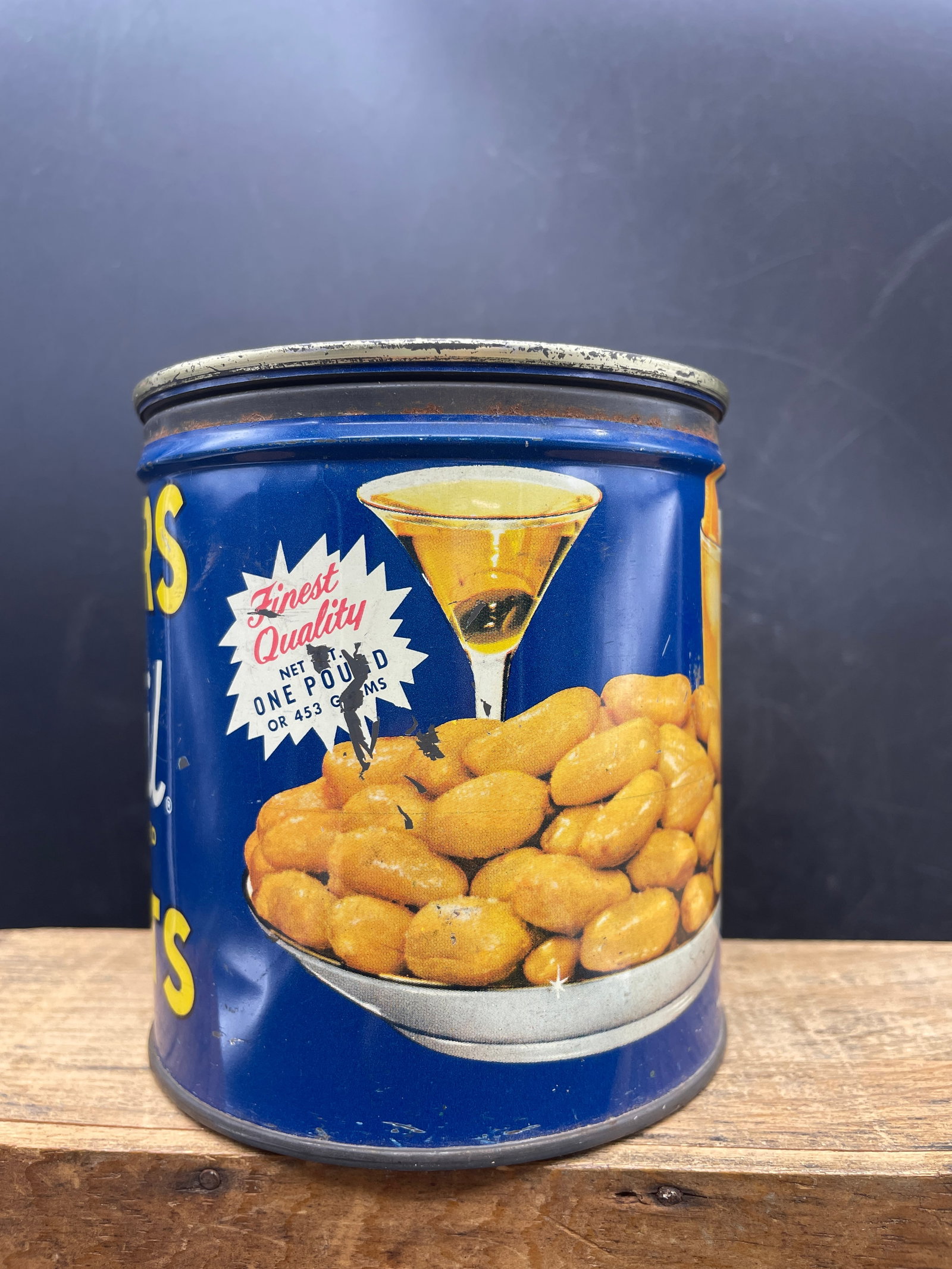 HTF 1938 LARGE ONE POUND PLANTERS COCKTAIL PEANUT KEY-WIND TIN - 3