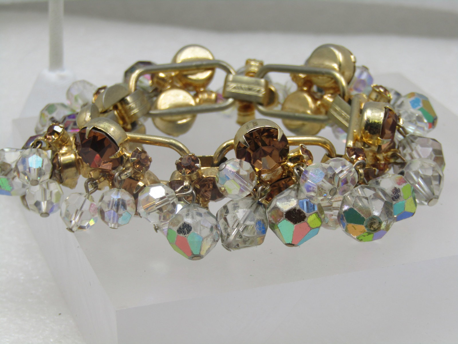 Vintage Rhinestone Dangle Bracelet & Earrings, Juliana, 1940's, 7" - 2