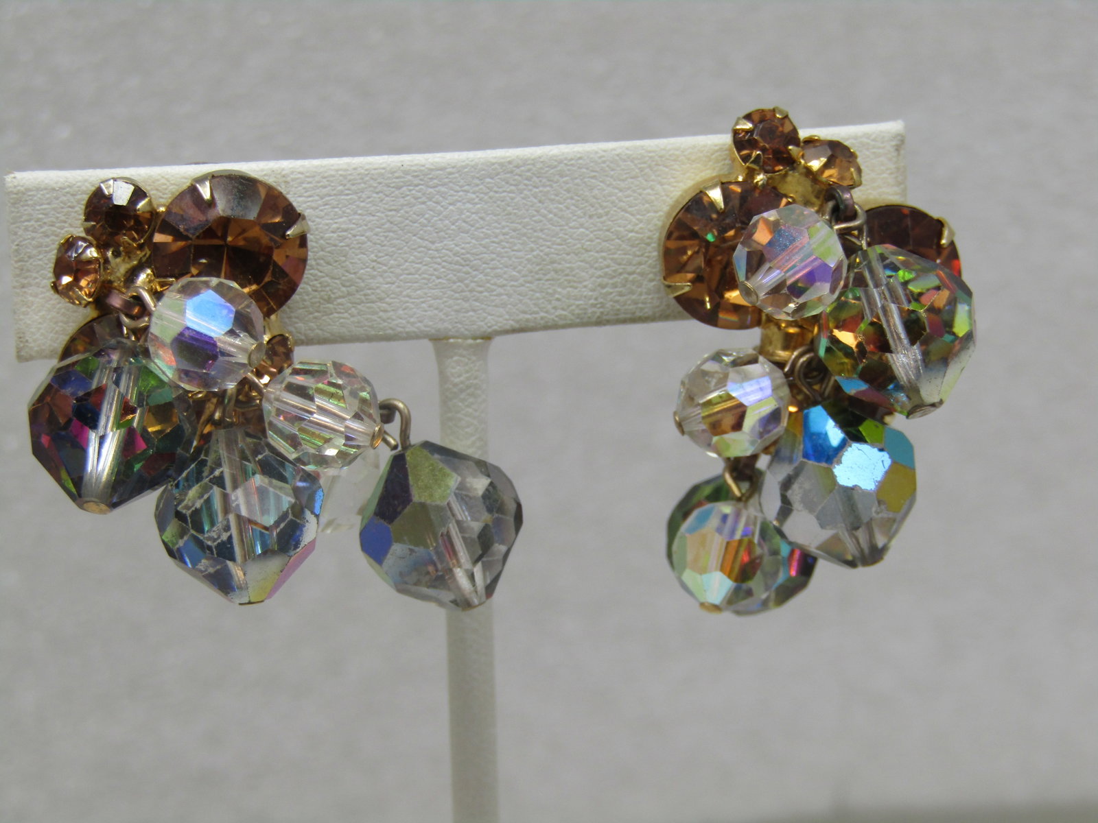 Vintage Rhinestone Dangle Bracelet & Earrings, Juliana, 1940's, 7" - 4