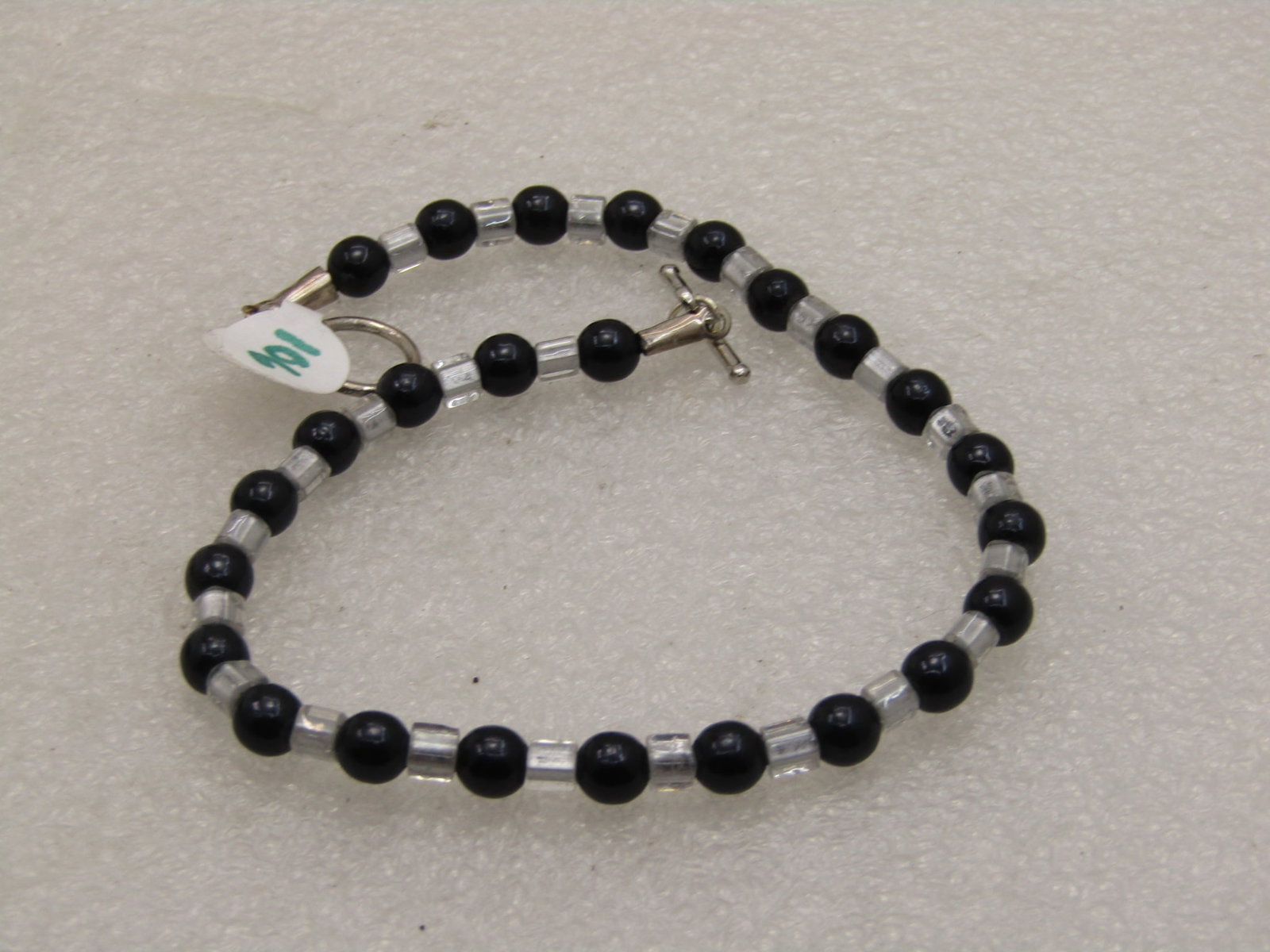 Black & Clear Beaded Ankle Bracelet, 11" - 2