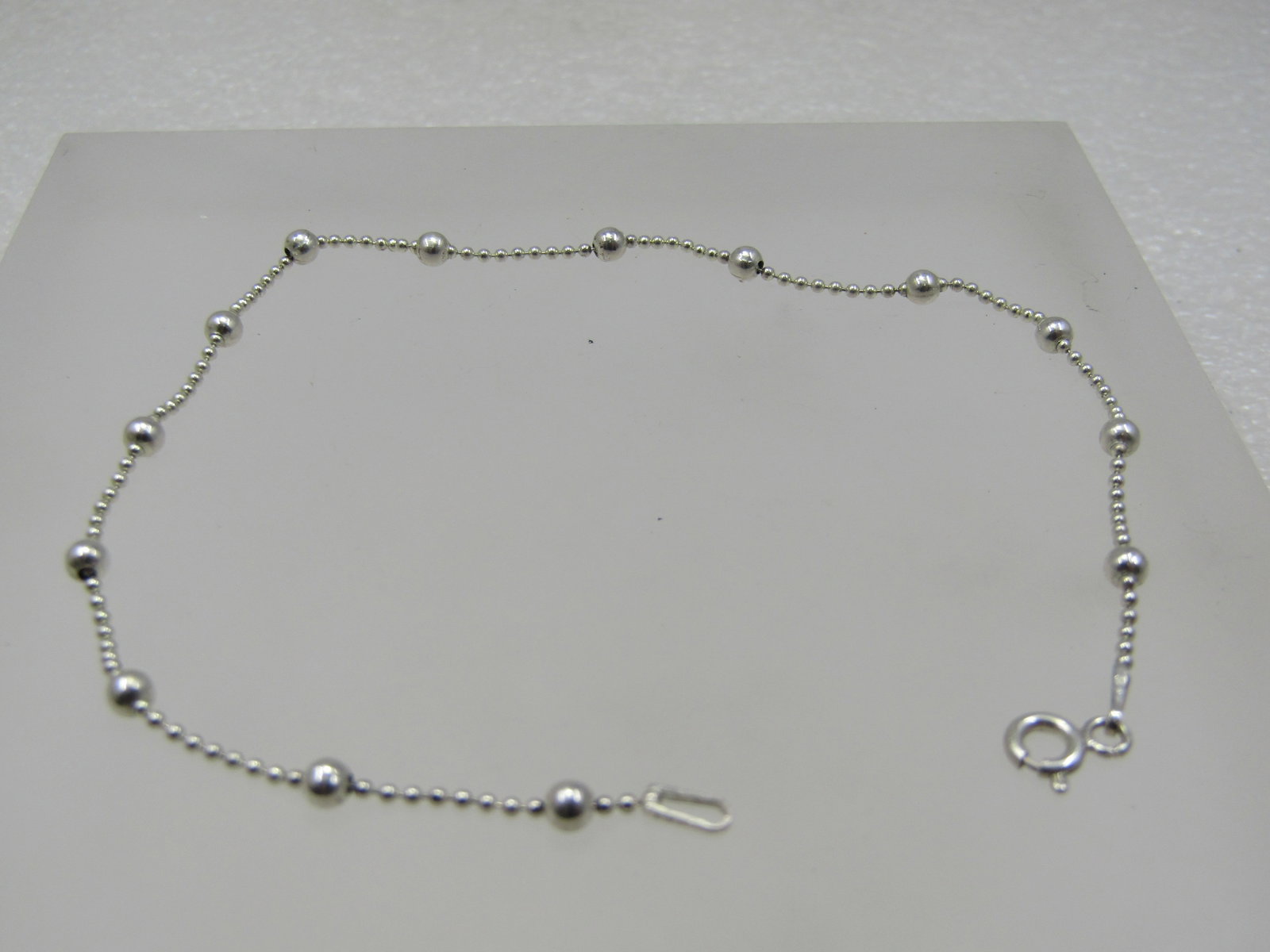 Sterling Silver Beaded Link Ankle Bracelet/Bracelet, 9" - 2