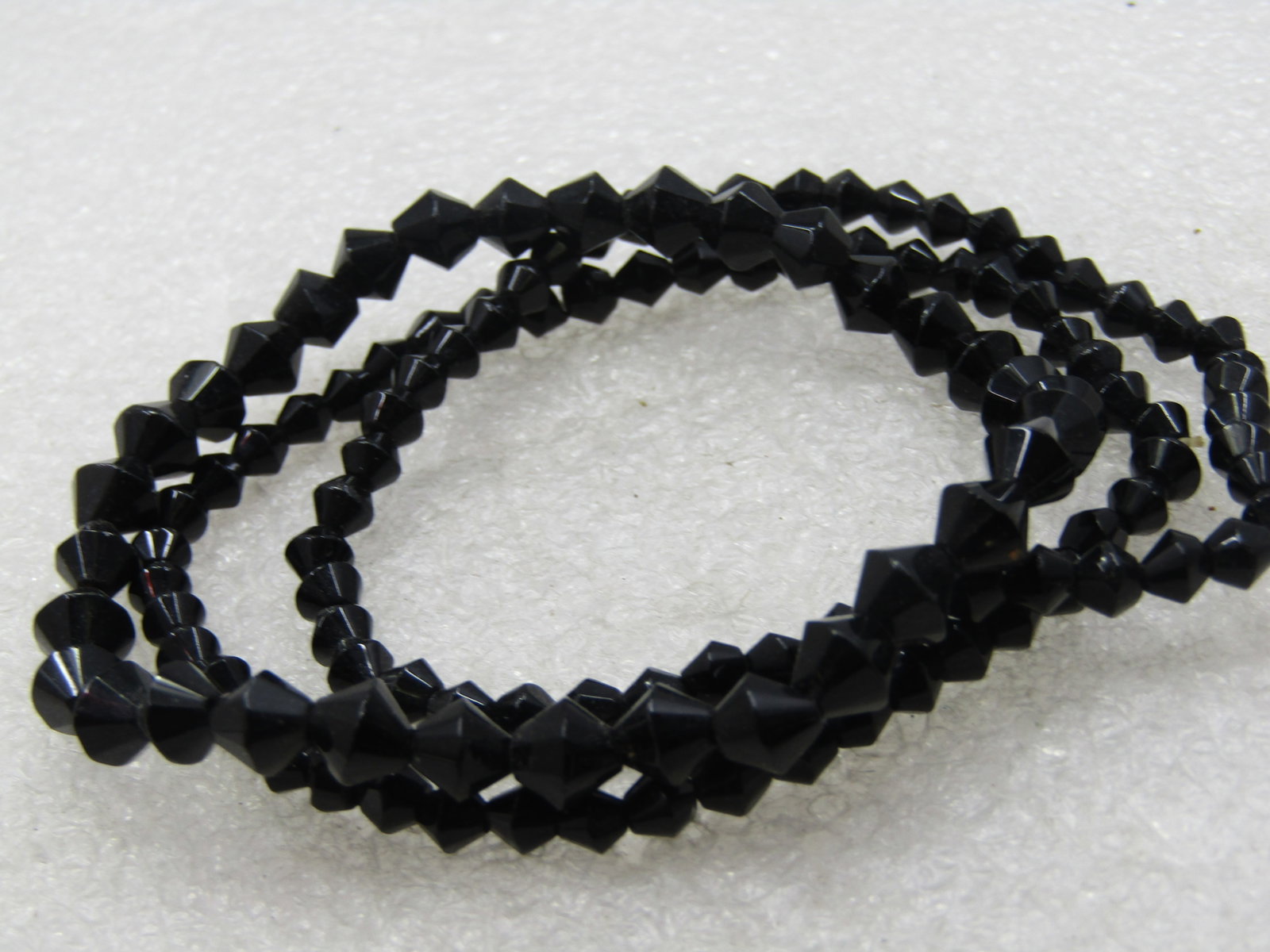 Vintage Black Glass Faceted Beaded Bracelets, 6.5" Plus - 2