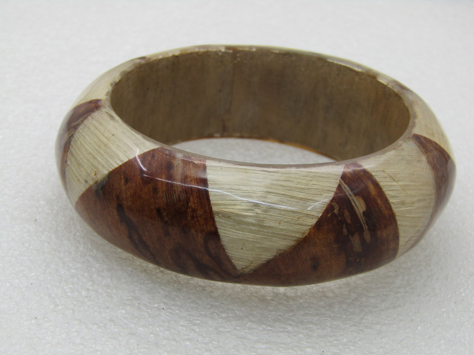 Vintage Geometric Natural Fiber Bracelet, 8", Bangle with Clear Cover - 2