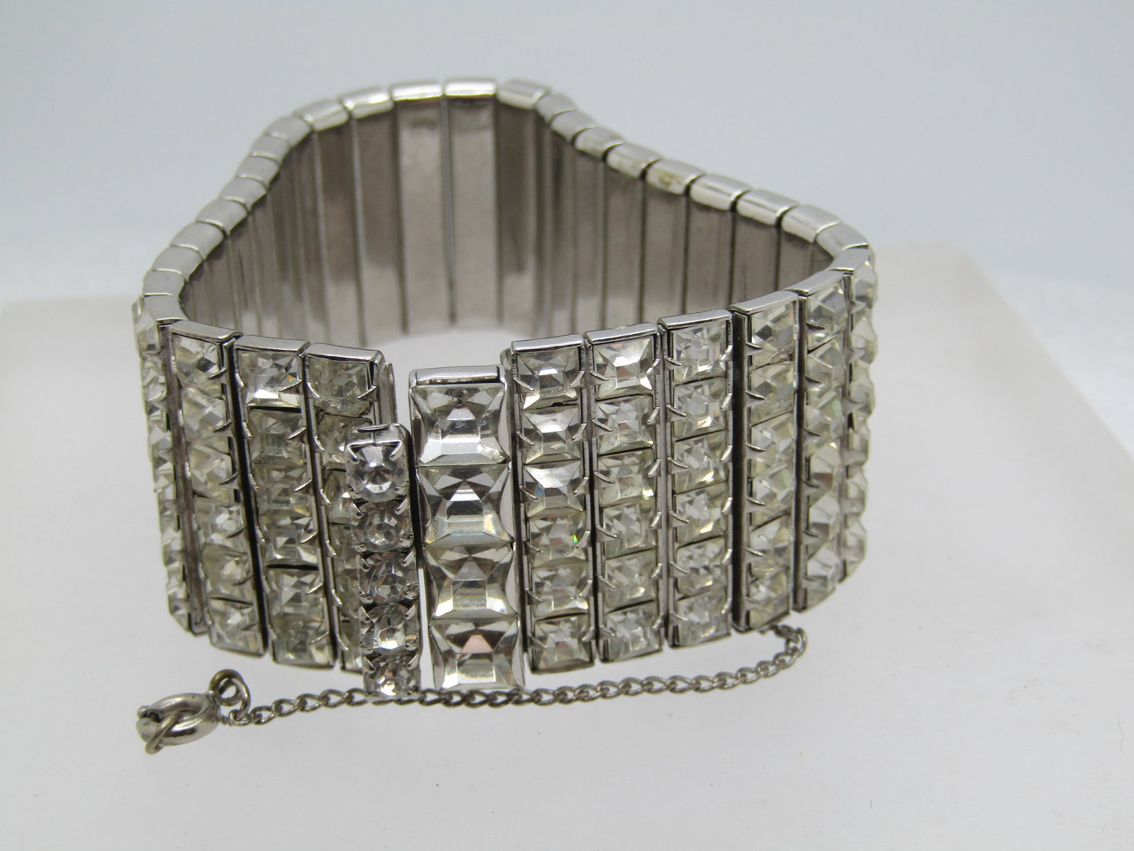 Vintage 7 Row Rhinestone wide Bracelet, 7", 1950's- 1960's - 2