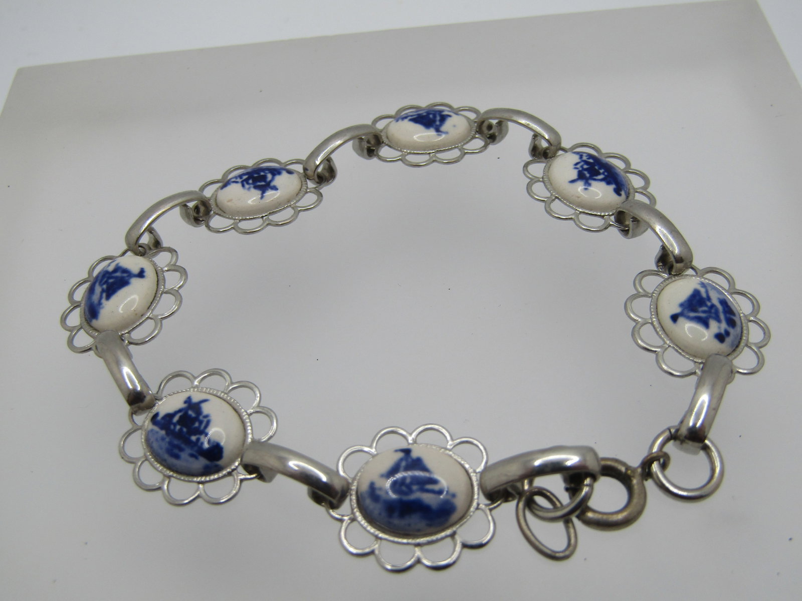 Vintage Blue Delft Style Bracelet, 7.75", 1960's - 5