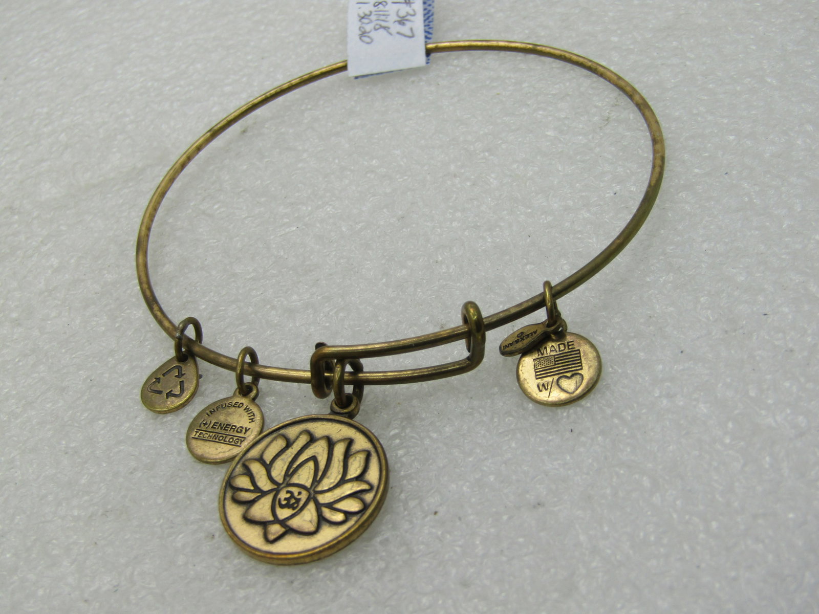 2014 Alex and Ani Lotis Flower Bracelet with Charms, Sliding Bangle Bracelet - 2