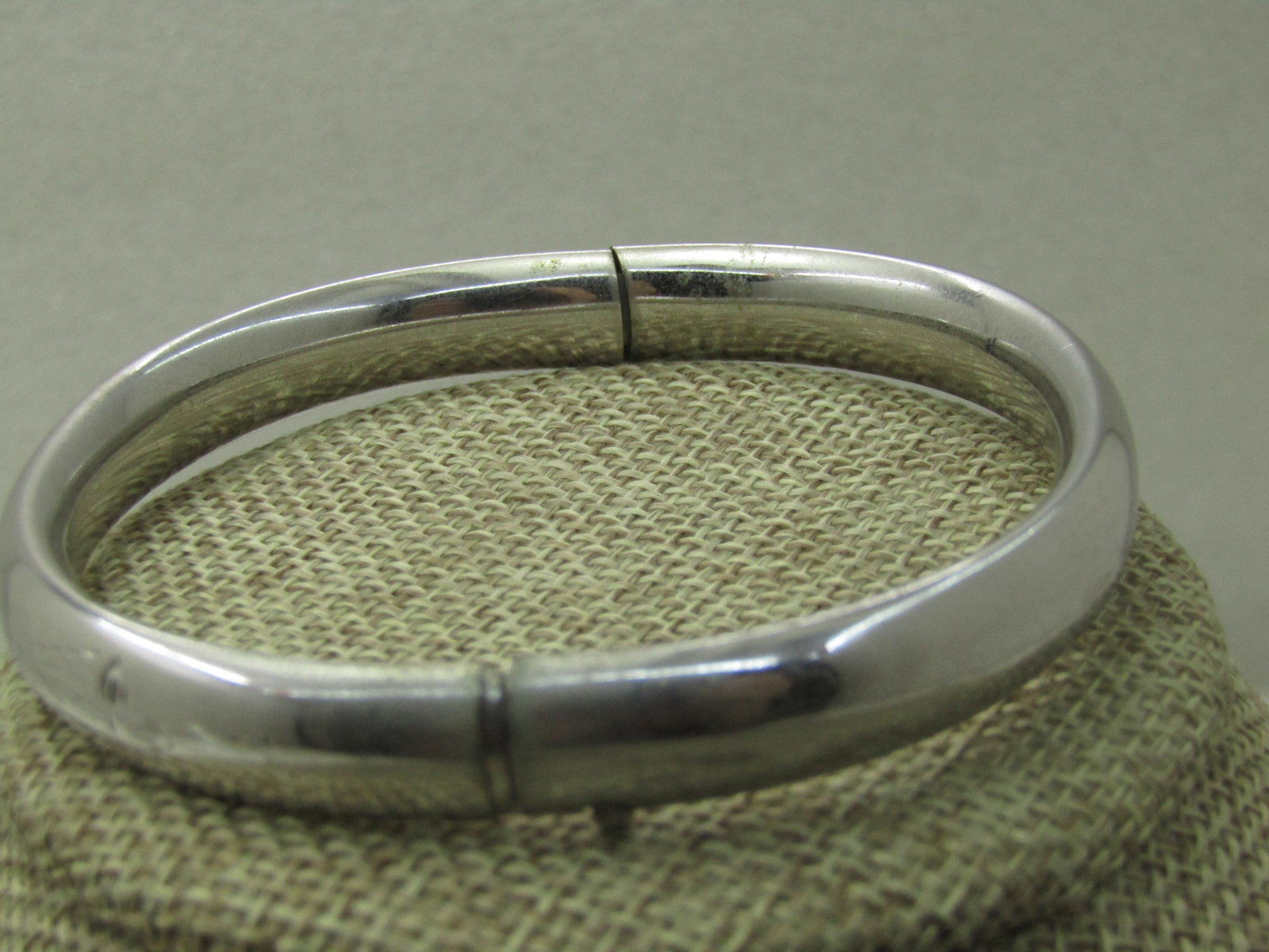 Vintage H.F.B. Sterling Engraved Bangle Bracelet, 9mm, 7.75", Slides Open - 2