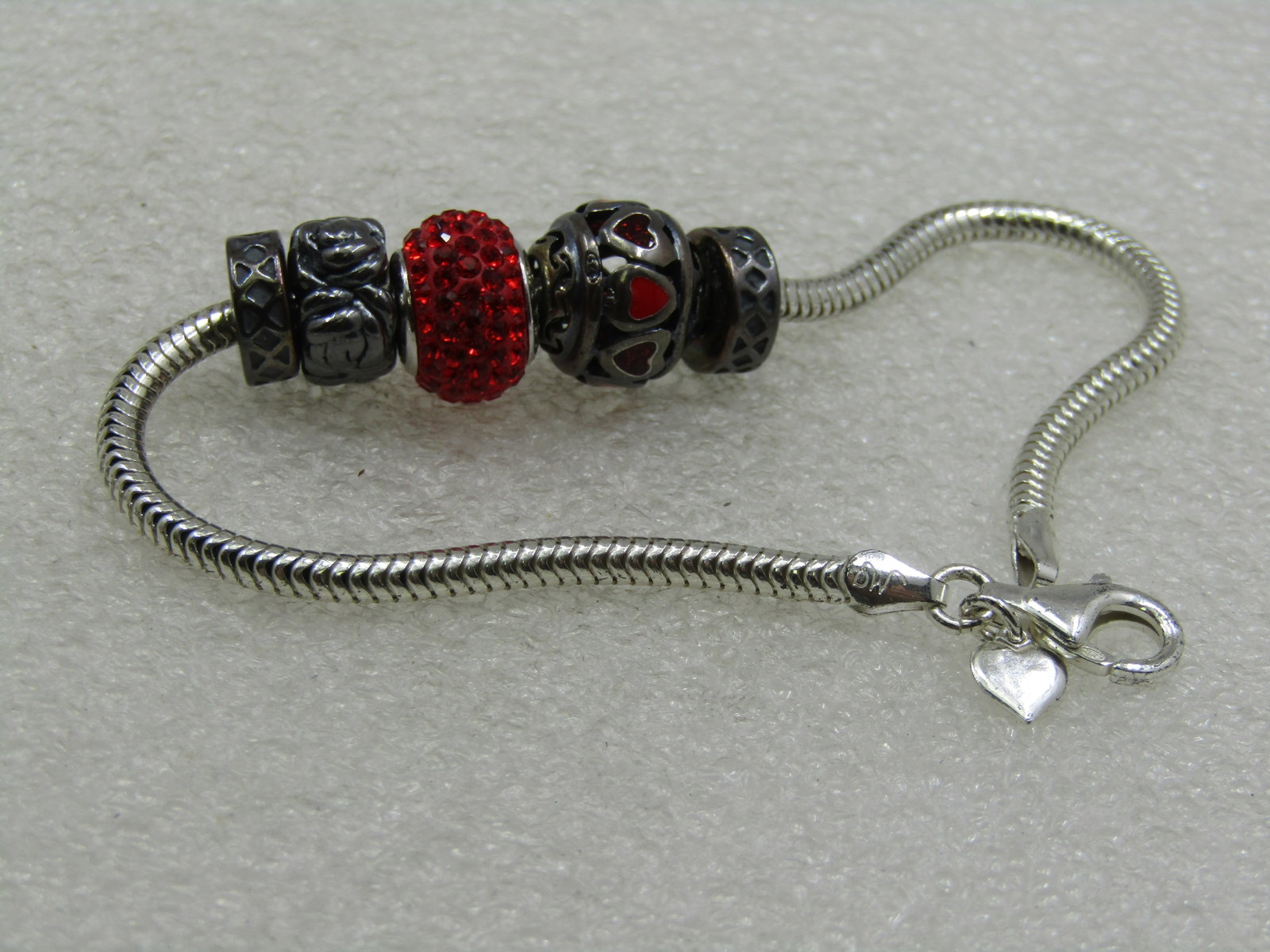 Sterling Silver Rhinestone Slide Charm Bracelet, Kay Jeweler's, Signed MA, 8" - 4