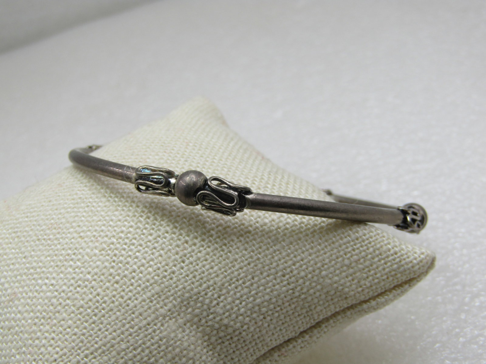 Silver Tone Bali Bangle Bracelet, 8" - 2