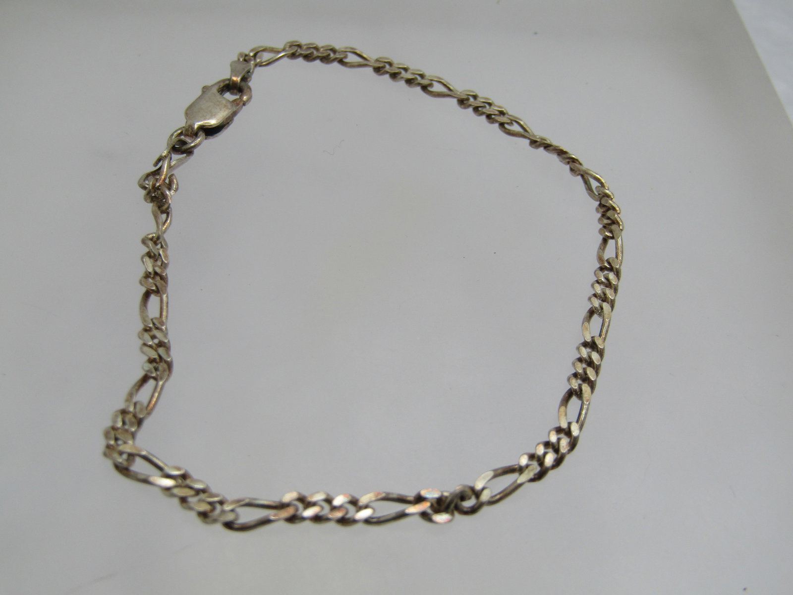 Vintage Sterling Figaro Link Bracelet, 8", Unisex , Signed Coara, 2.8mm - 2