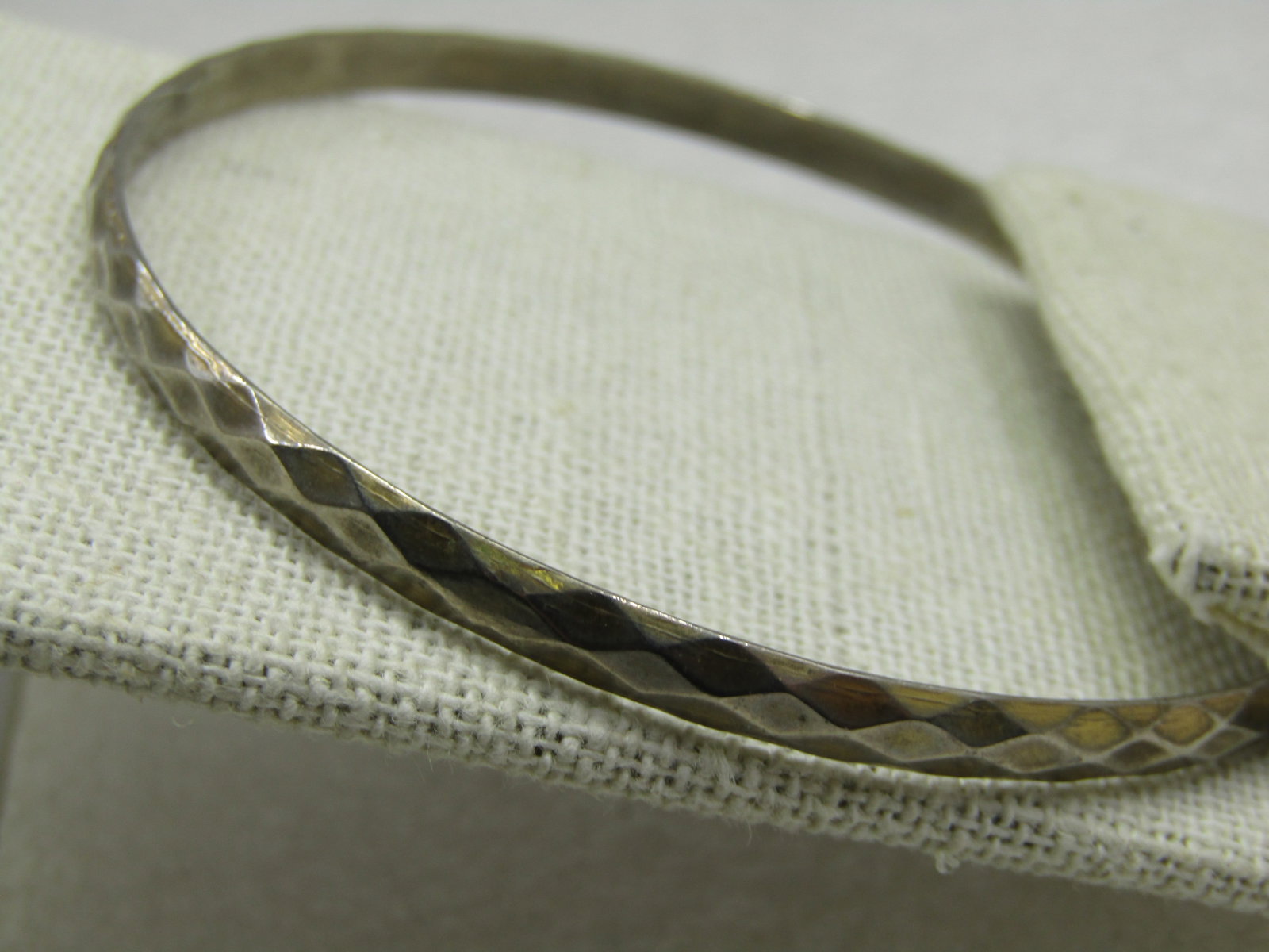 Vintage Silver Tone Bangle Bracelet, 8", Domed - 2