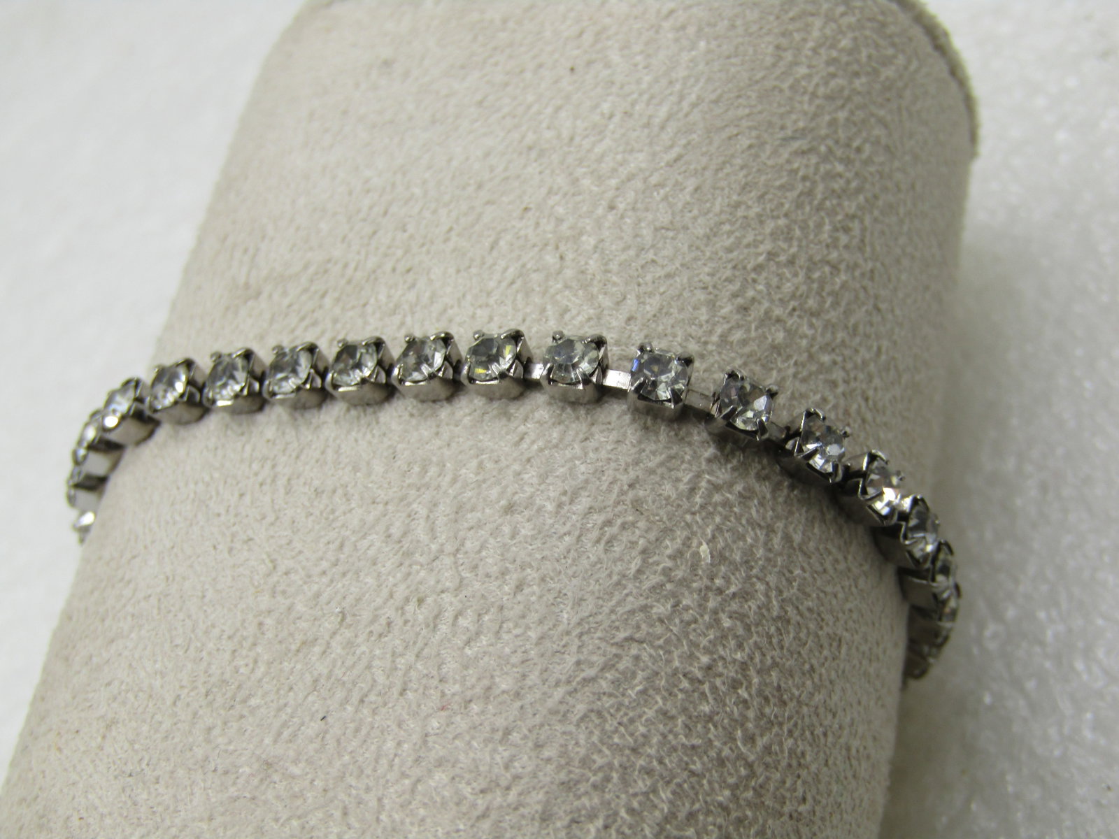 Vintage Clear Rhinestone Bracelet, 7", Bridal - 2