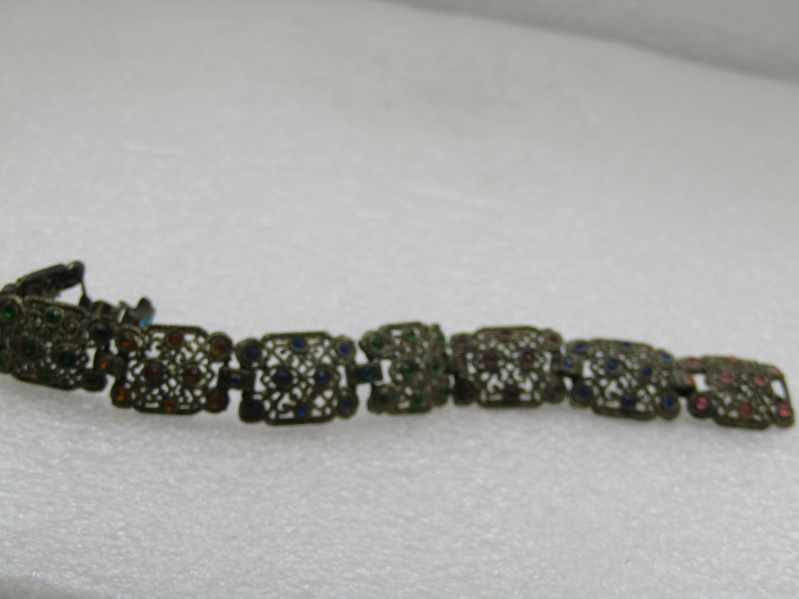 Vintage Rhinestone 1930's Gold Tone Bracelet, 7.5" - 3