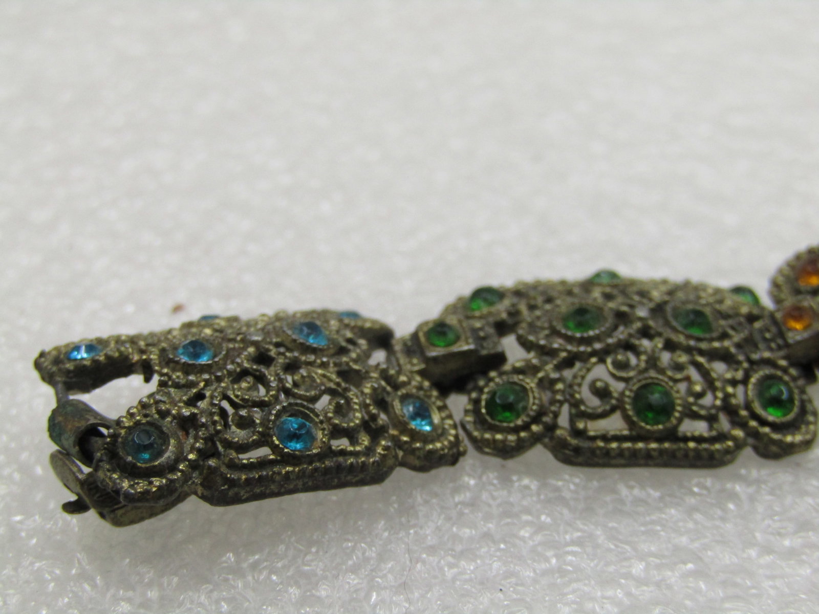 Vintage Rhinestone 1930's Gold Tone Bracelet, 7.5" - 4