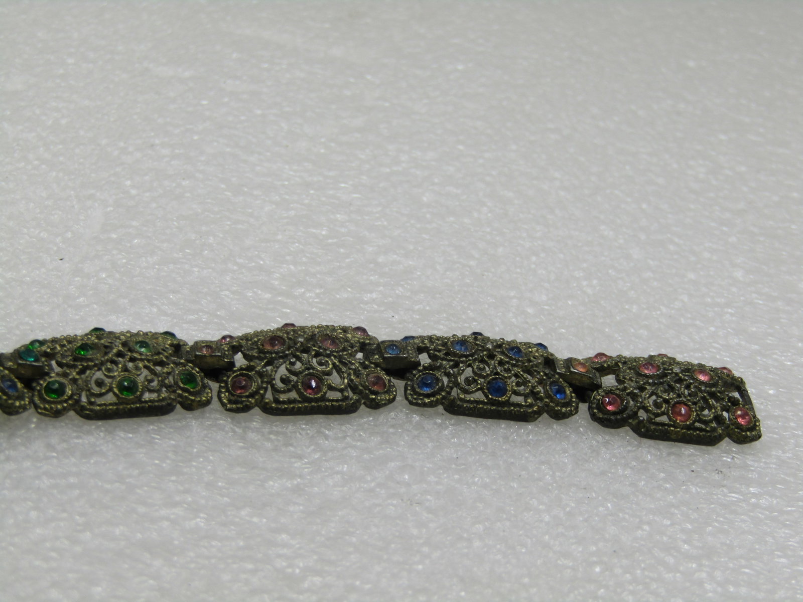 Vintage Rhinestone 1930's Gold Tone Bracelet, 7.5" - 5