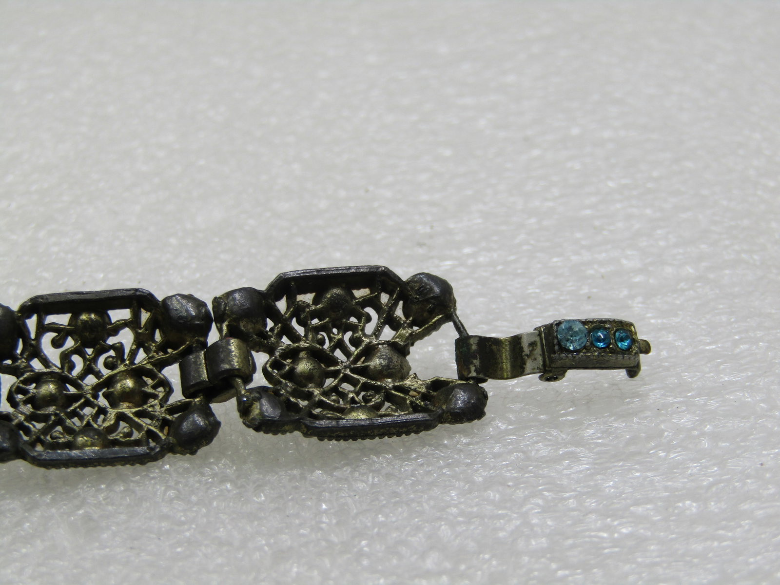 Vintage Rhinestone 1930's Gold Tone Bracelet, 7.5" - 8