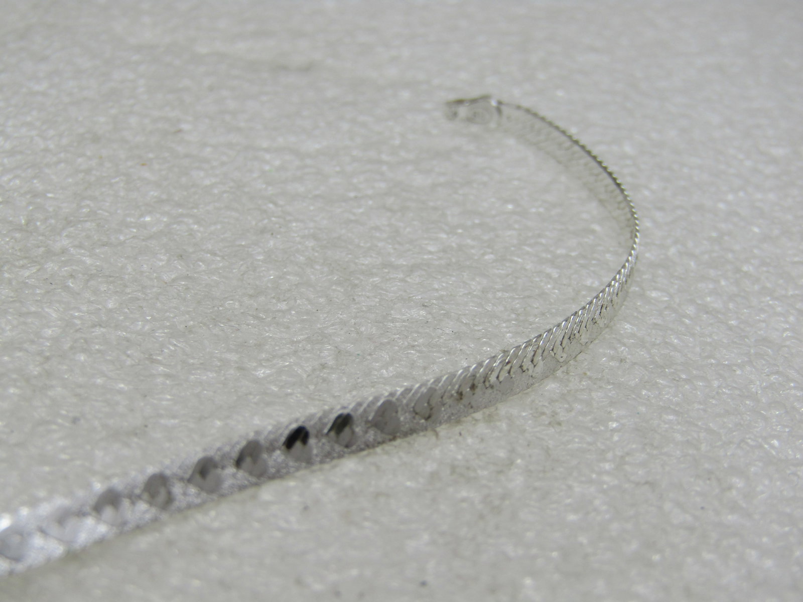 Sterling Silver Heart Herringbone Bracelet, 7" - 3