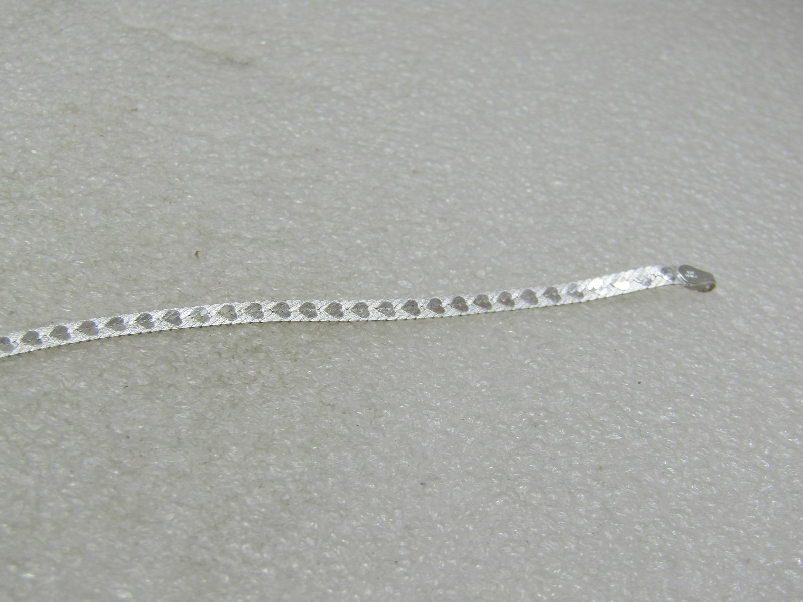 Sterling Silver Heart Herringbone Bracelet, 7" - 4