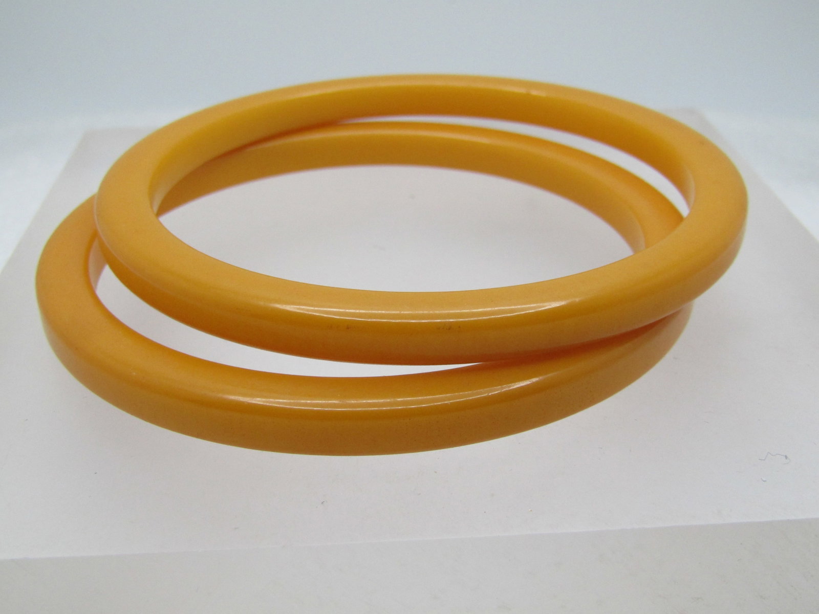 Vintage Two Yellow Bangle Bracelets, 1930's-1940's, 7.75" - 3