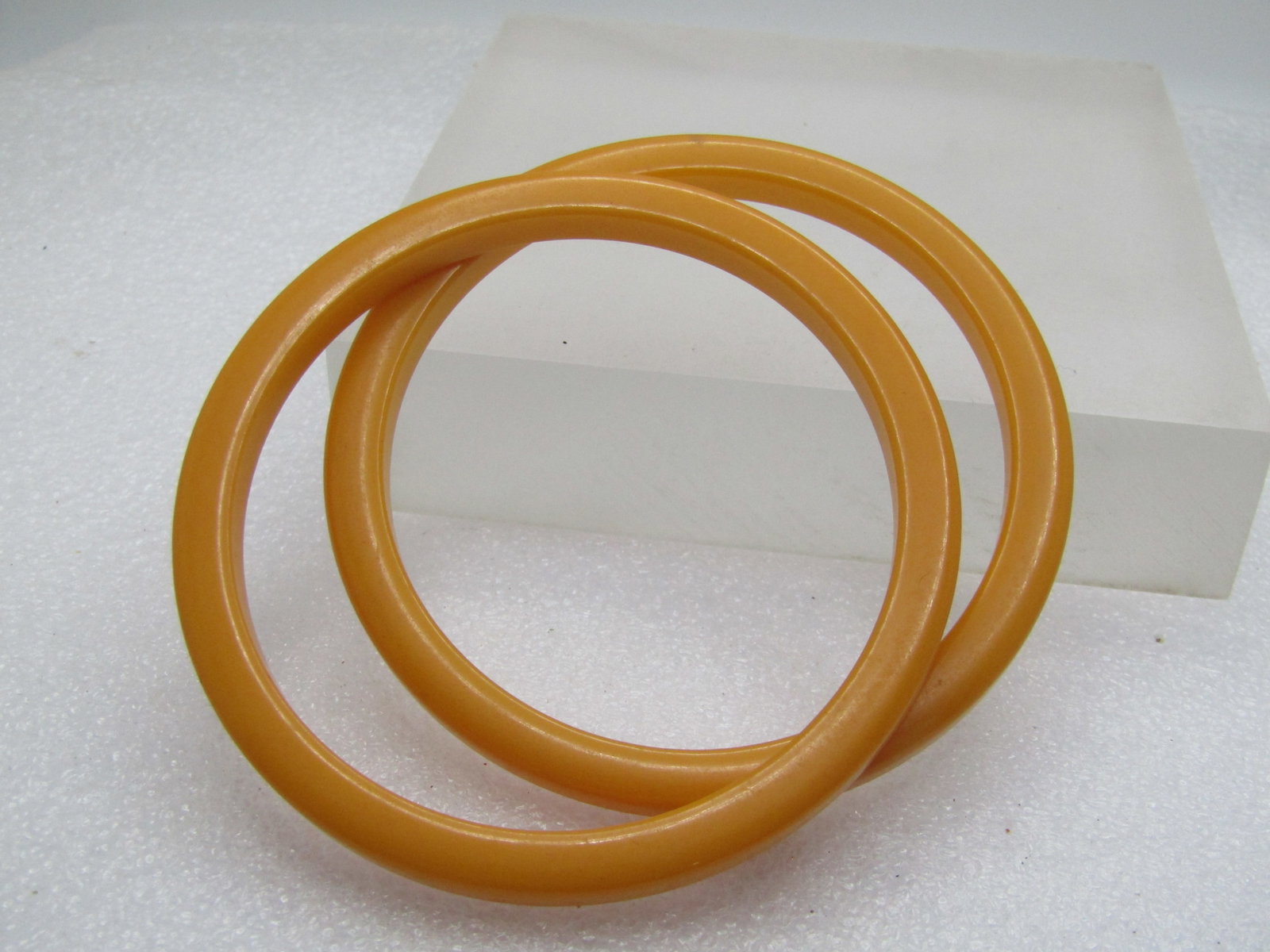 Vintage Two Yellow Bangle Bracelets, 1930's-1940's, 7.75" - 4