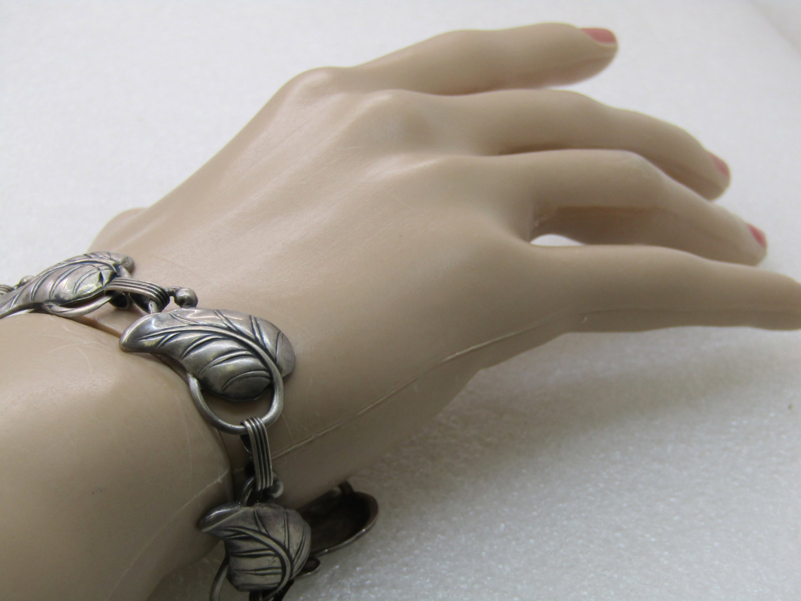 Vintage Sterling Danecraft Leaf Bracelet, 7.75", 1960's - 7
