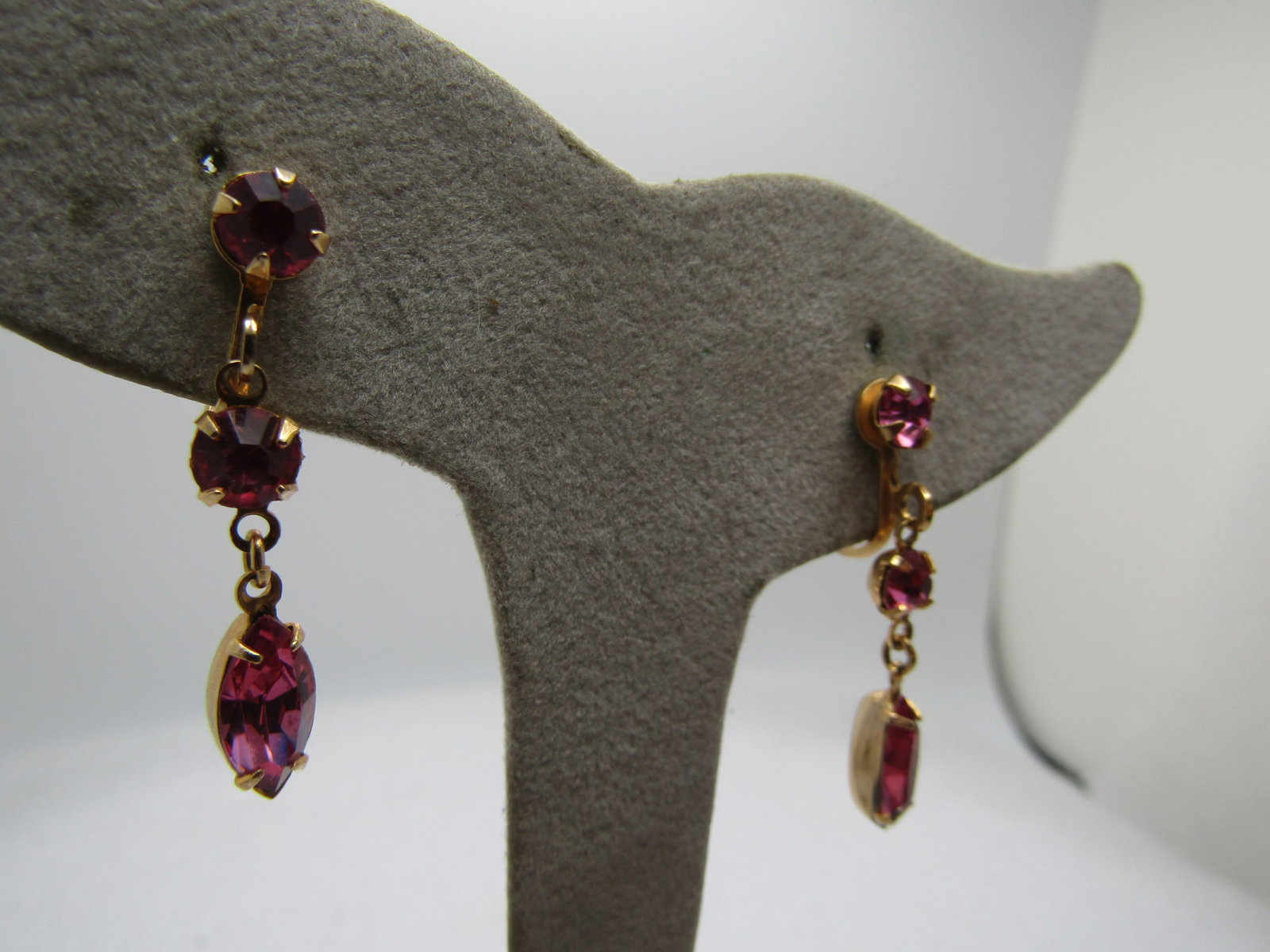 Vintage Pink Rhinestone Faux Pearl Bracelet & Earrings Set, 1940's, 6.75" - 2