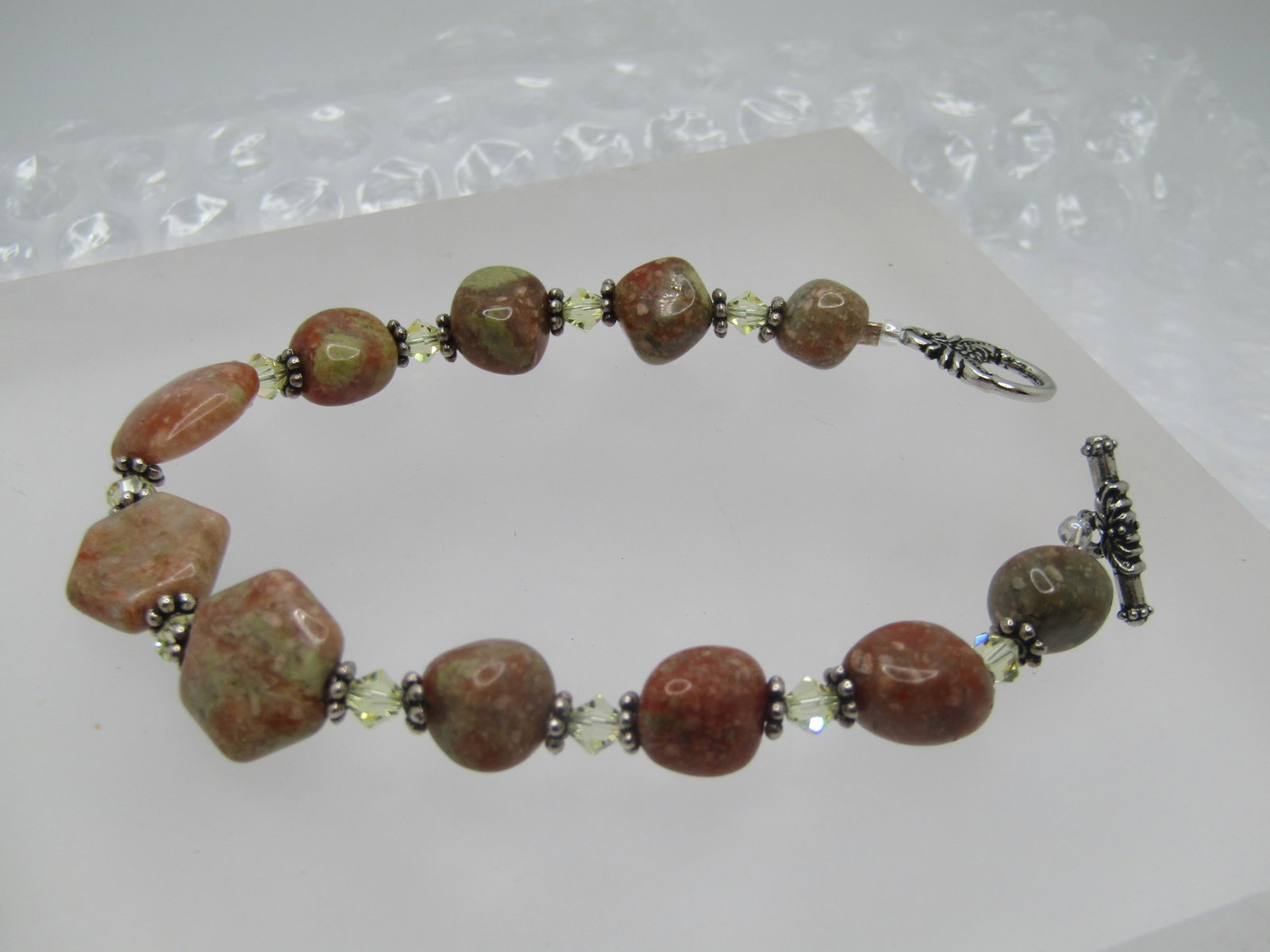 Polished Agate Bracelet, Toggle Clasp, 7.5" Southwestern Themed - 2