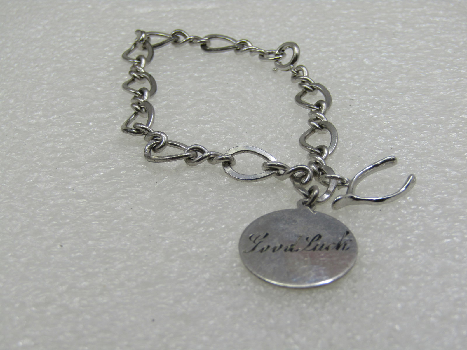 Vintage Sterling Silver Charm Bracelet, Wishbone 1960's - 3