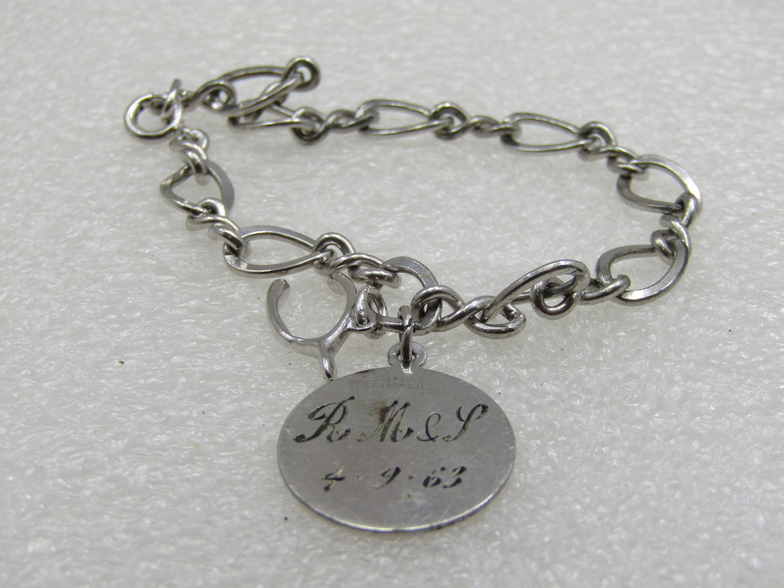 Vintage Sterling Silver Charm Bracelet, Wishbone 1960's - 4