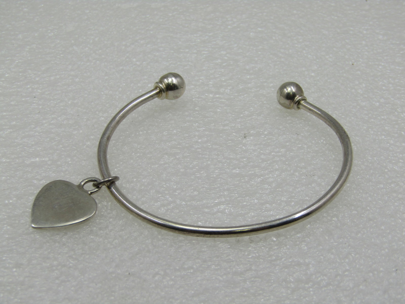 Sterling Silver Sliding Heart Cuff/Bangle Bracelet - 2