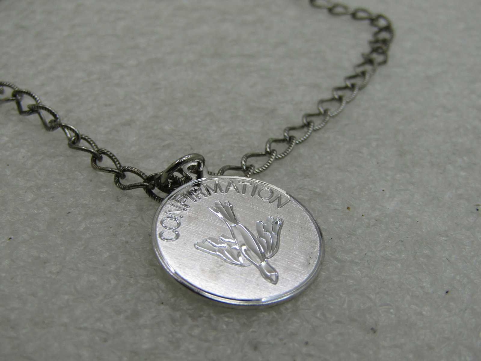 Vintage Sterling Silver Ankle Charm Bracelet, Confirmation Charm, 9.5", 1960'S - 2