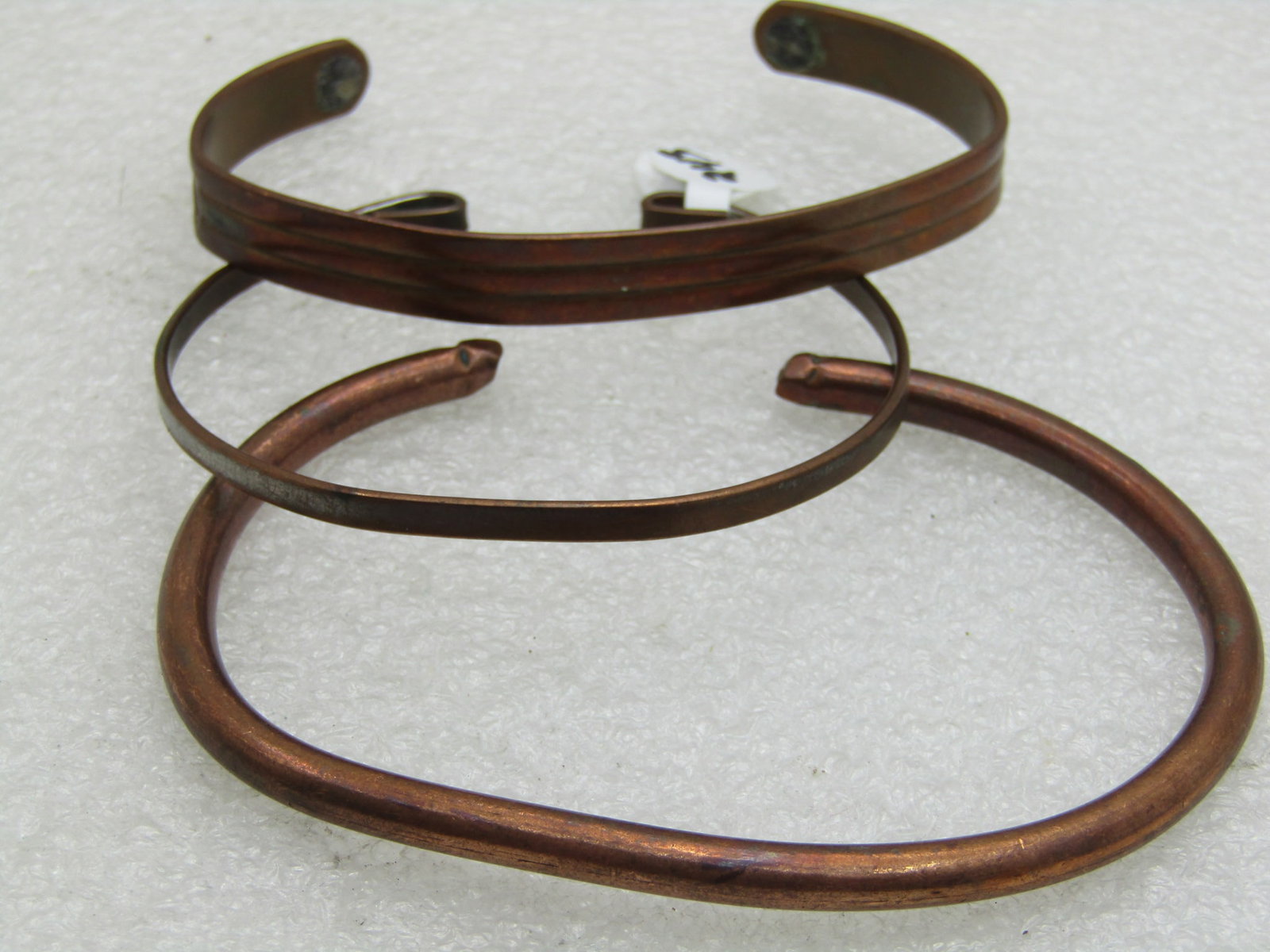 Vintage Domed Copper and Brass Bangle Bracelet 7" - 2