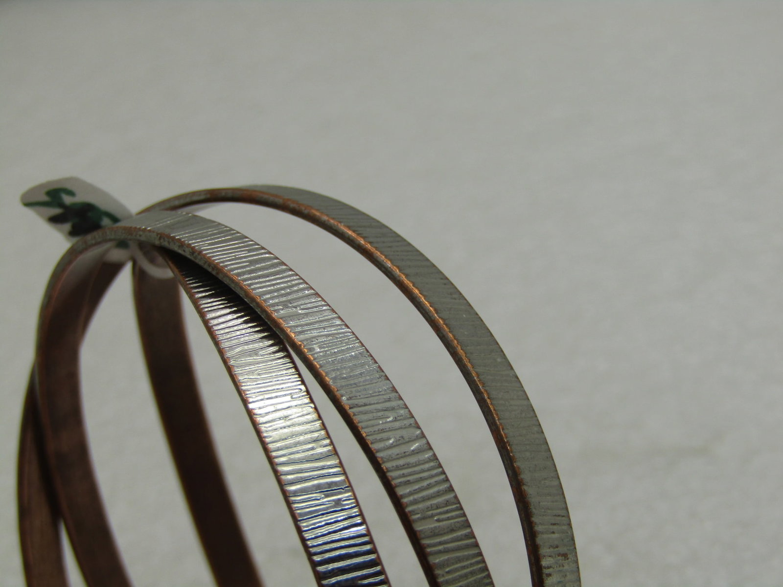 Vintage Three Silver Tone and Copper Bangle Bracelets 8" - 4