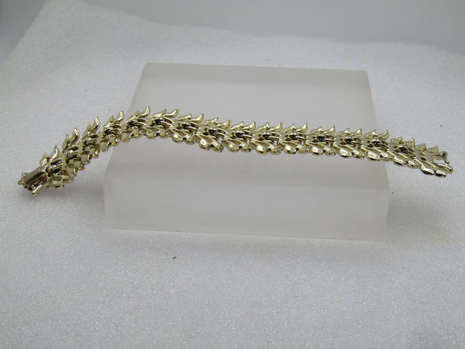 Vintage Coro White Rhinestone & Leaf Bracelet, 7.25", 1950's-1960's - 7