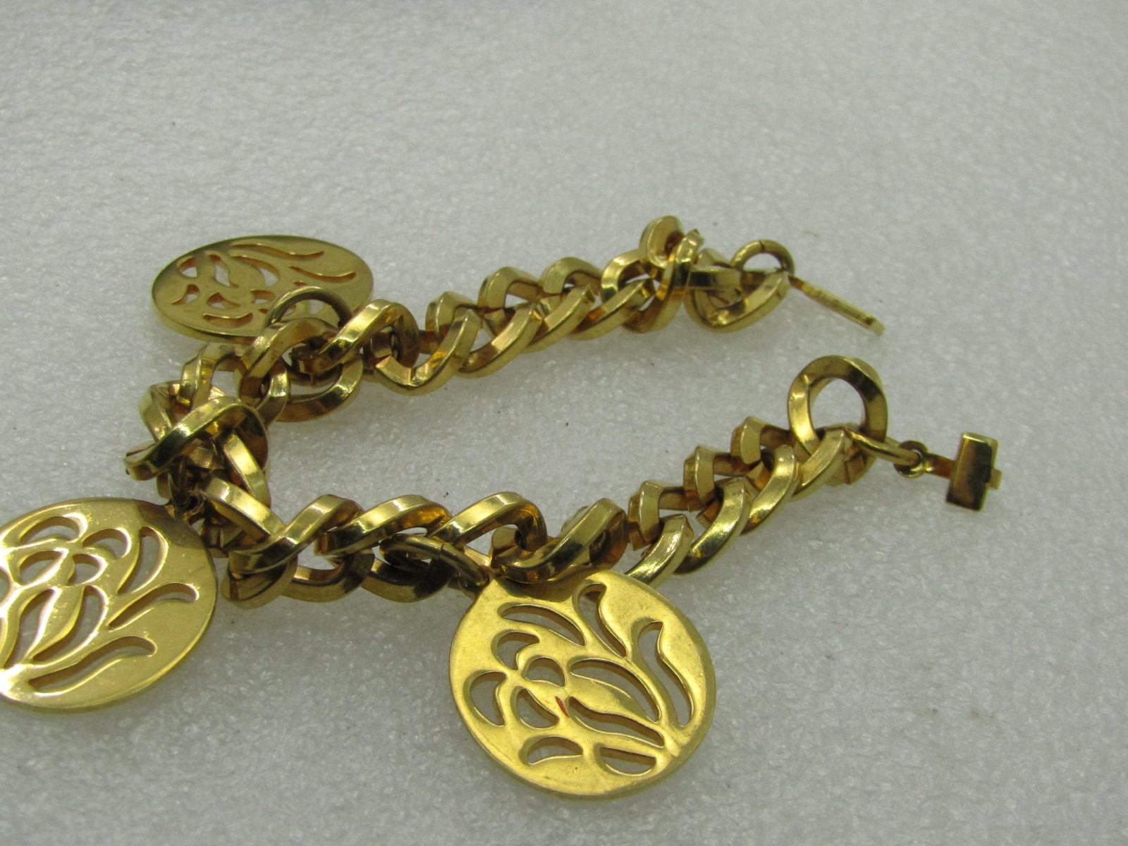 Vintage Cut-Out Iris Floral Charm Bracelet, 7.5", 1970's - 4